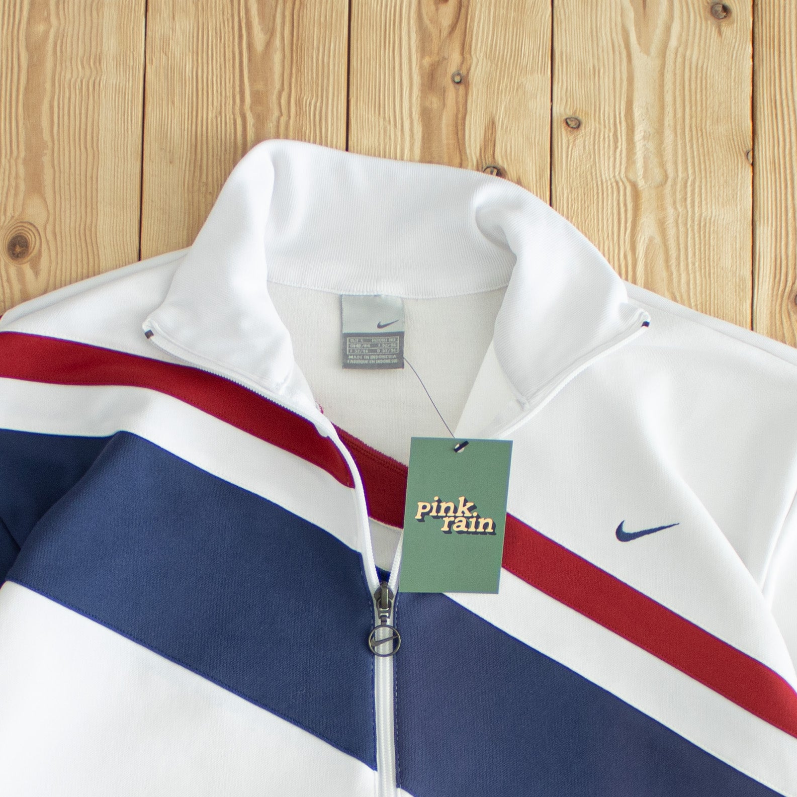 (M/L) Nike Vintage Embroidered Full-Zip Sweatshirt White