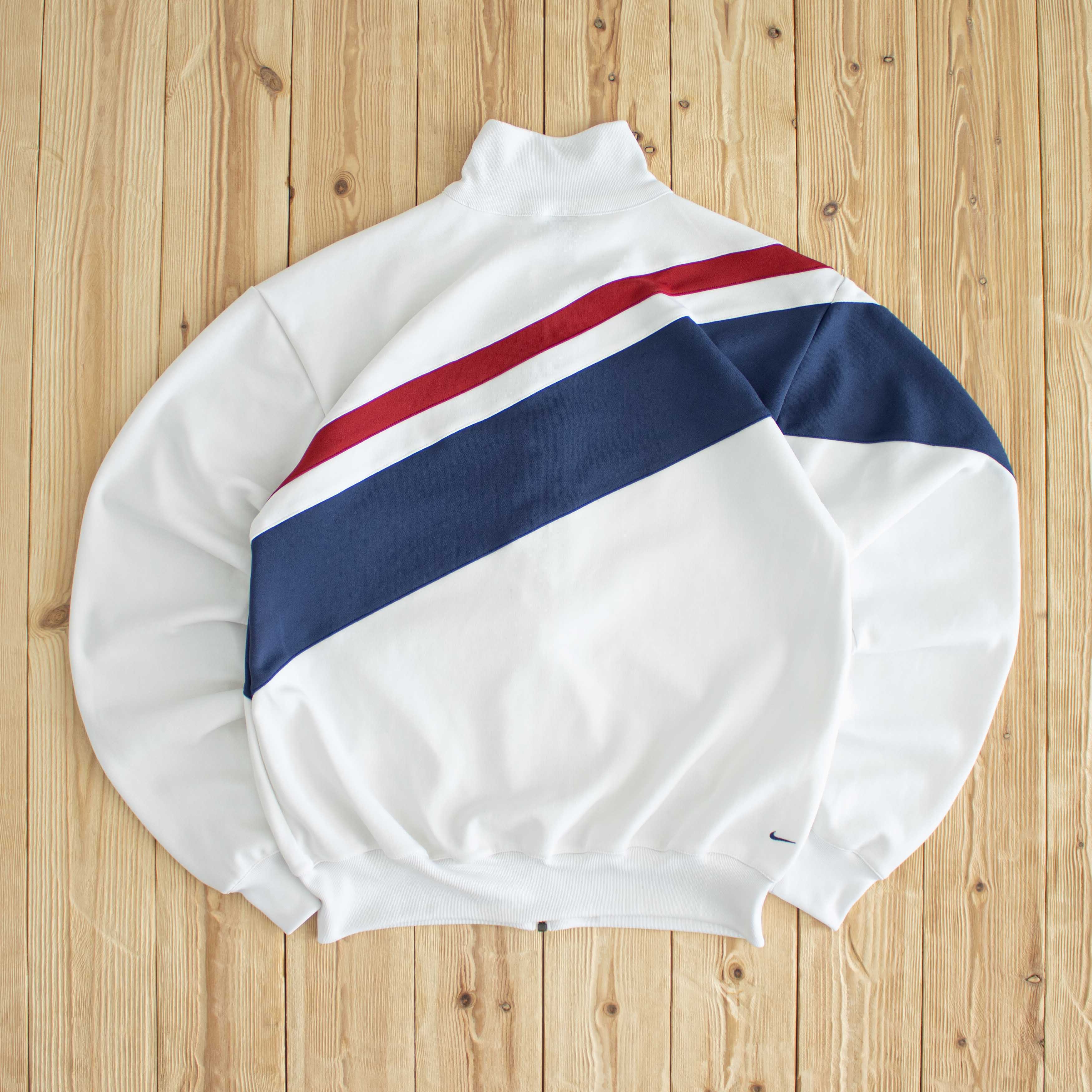 (M/L) Nike Vintage Embroidered Full-Zip Sweatshirt White