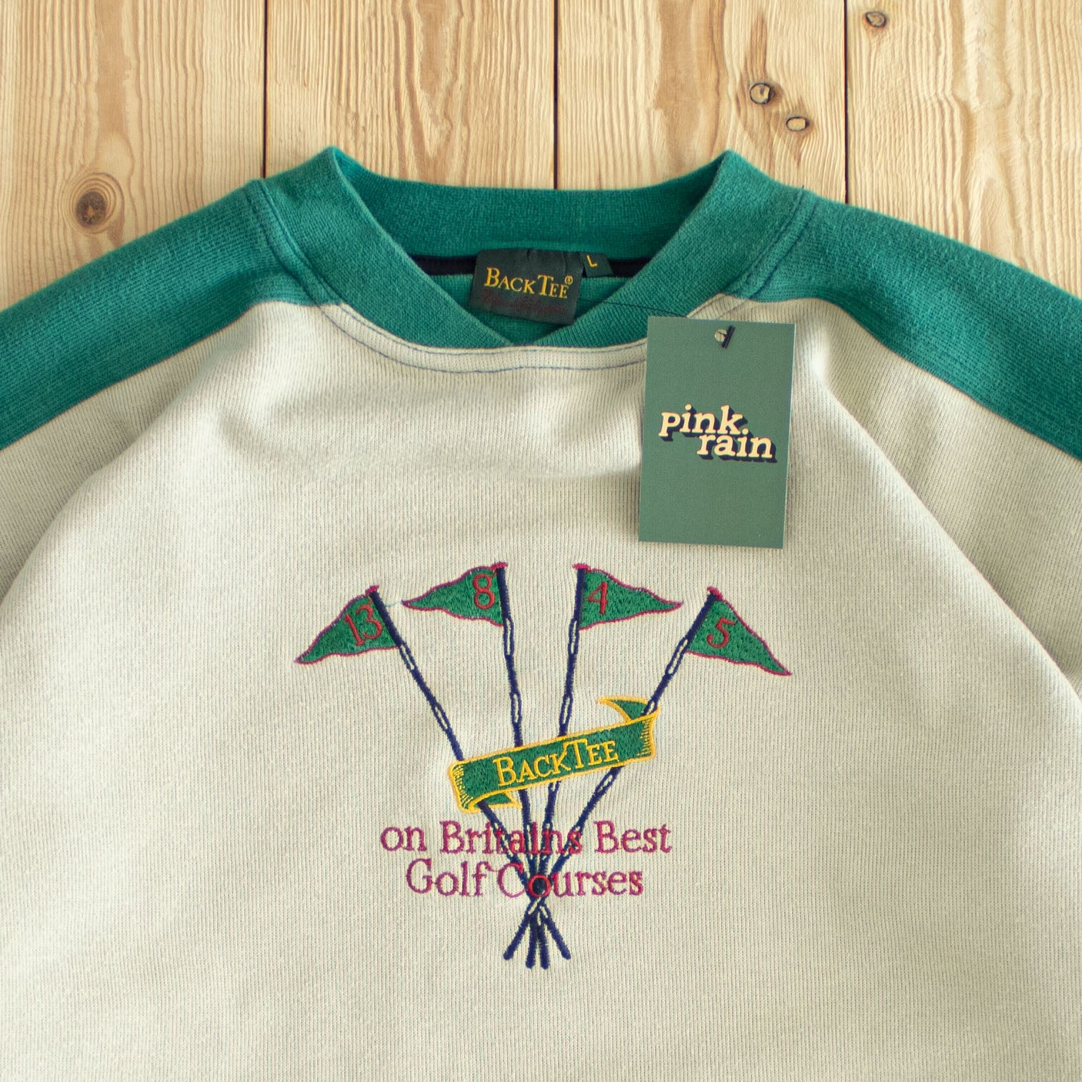 (M/L) BackTee Golf Vintage Embroidered Sweatshirt Beige
