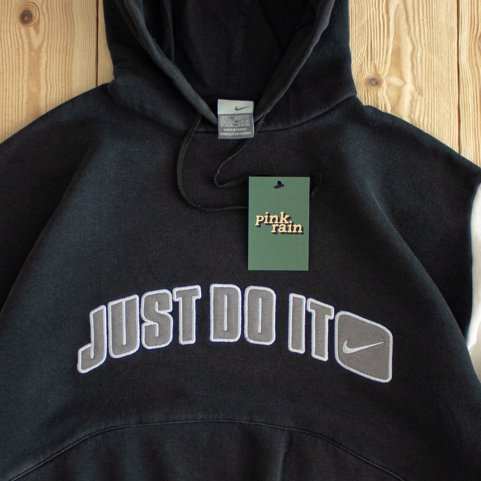 (S) Nike 'Just Do It' Vintage Embroidered Hoodie Black