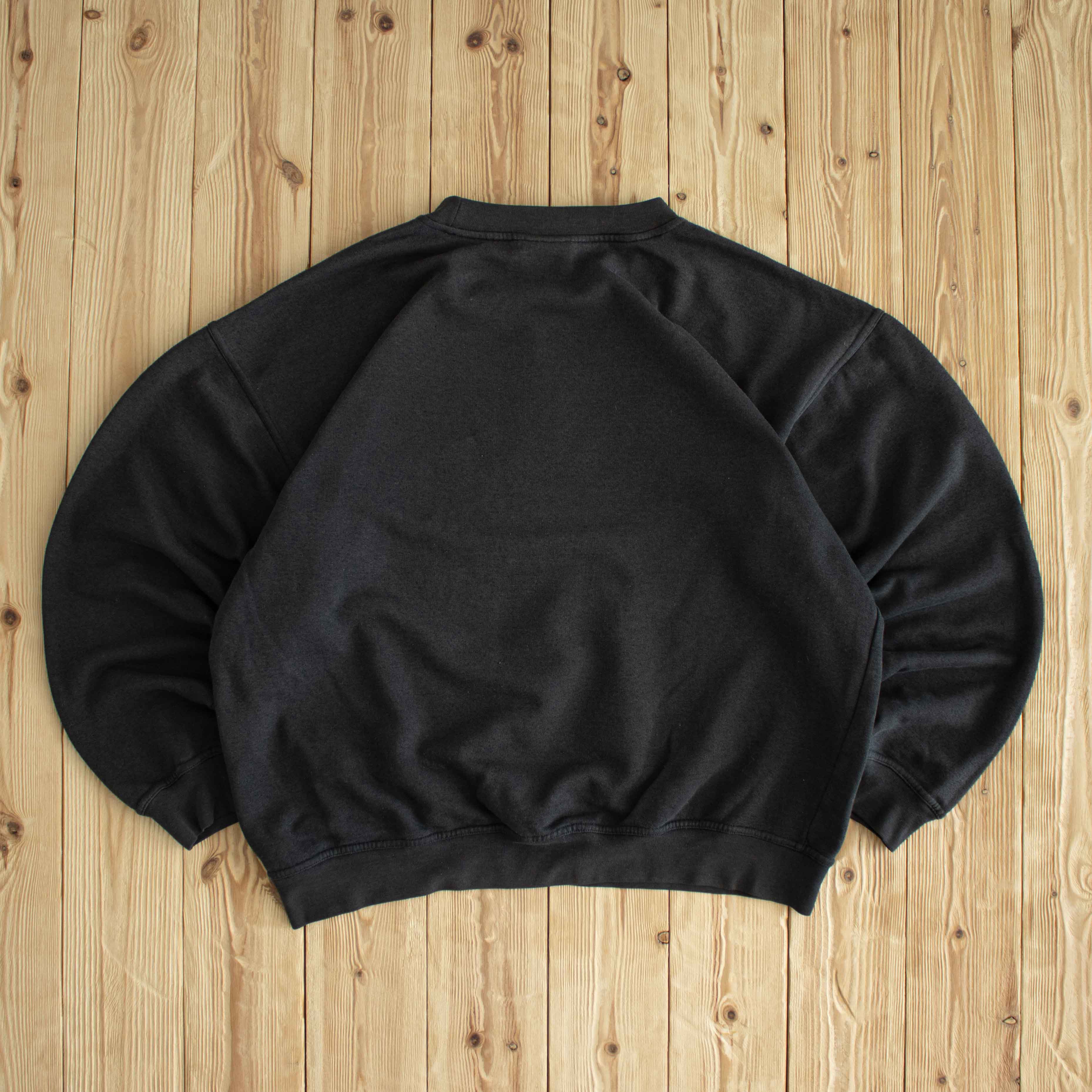 (L) Adidas Logo Vintage Embroidered Sweatshirt Black