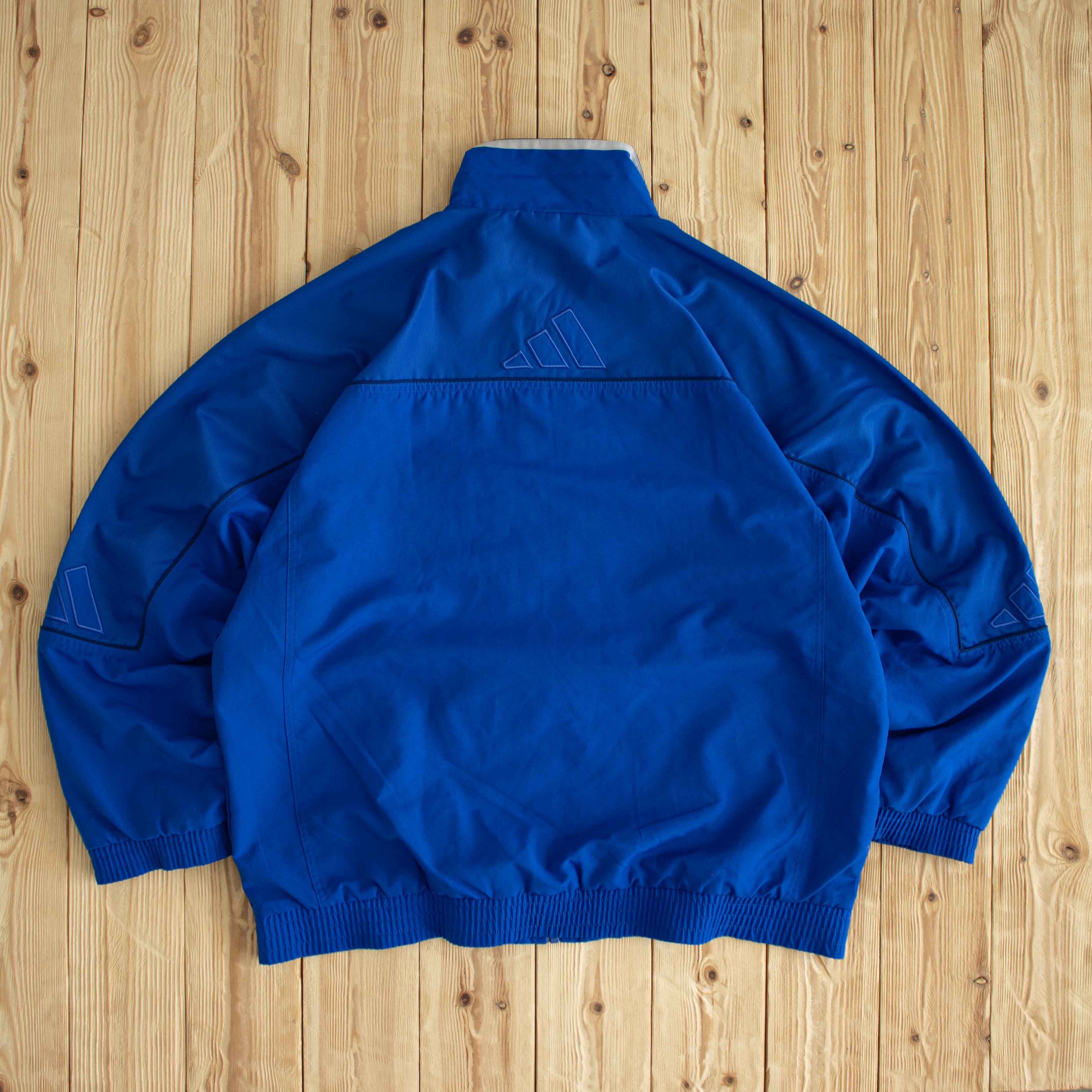 (XL) Adidas Vintage Logo Embroidered Jacket Blue