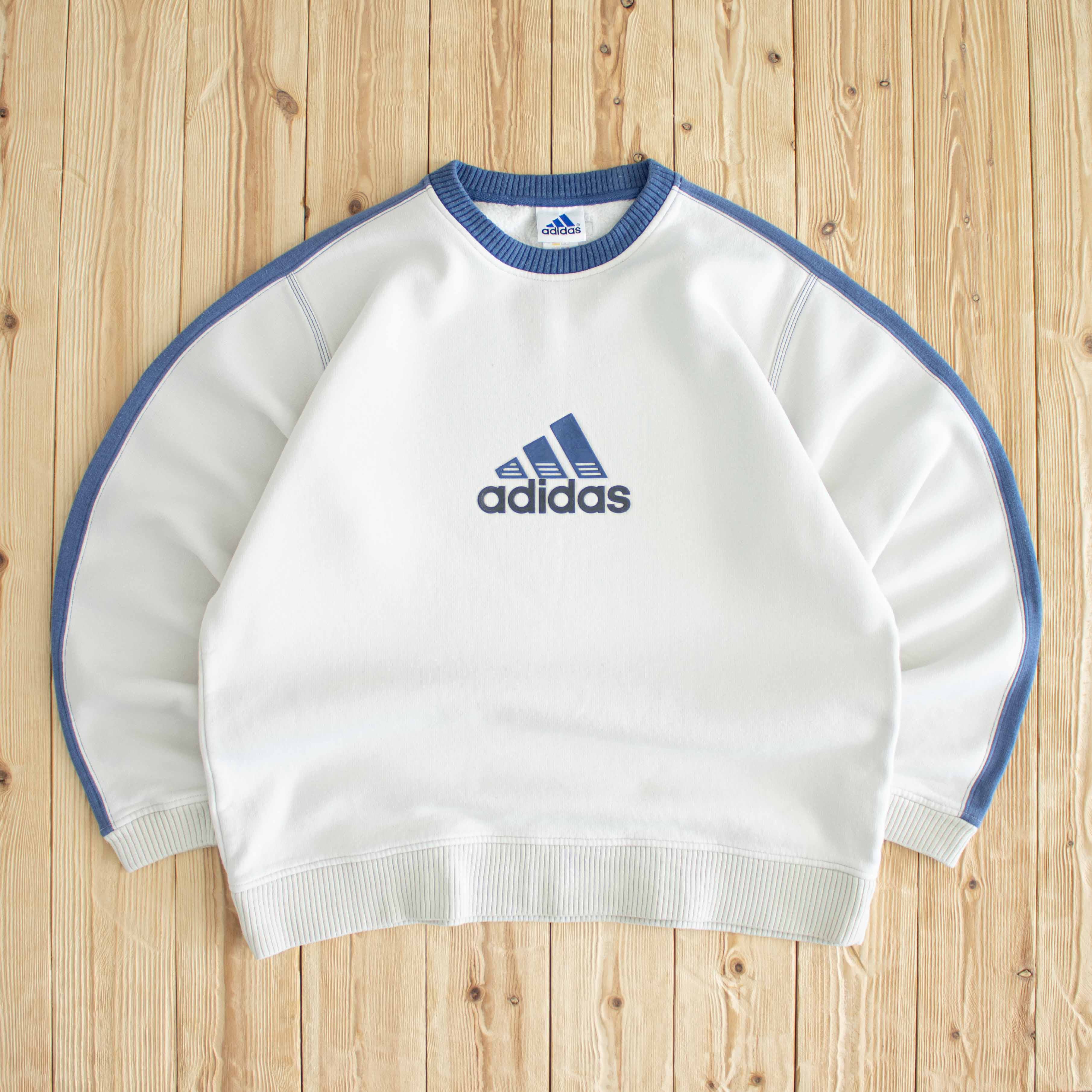 (L/XL) Adidas Logo Vintage Sweatshirt White