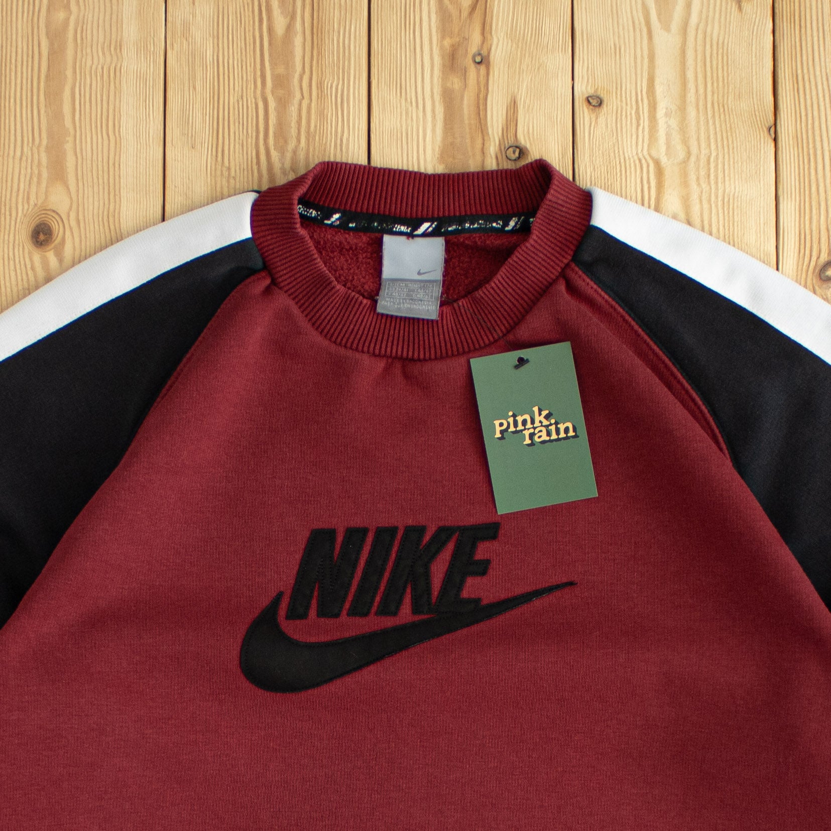 (M) Nike Spell Out Vintage Embroidered Sweatshirt Burgundy