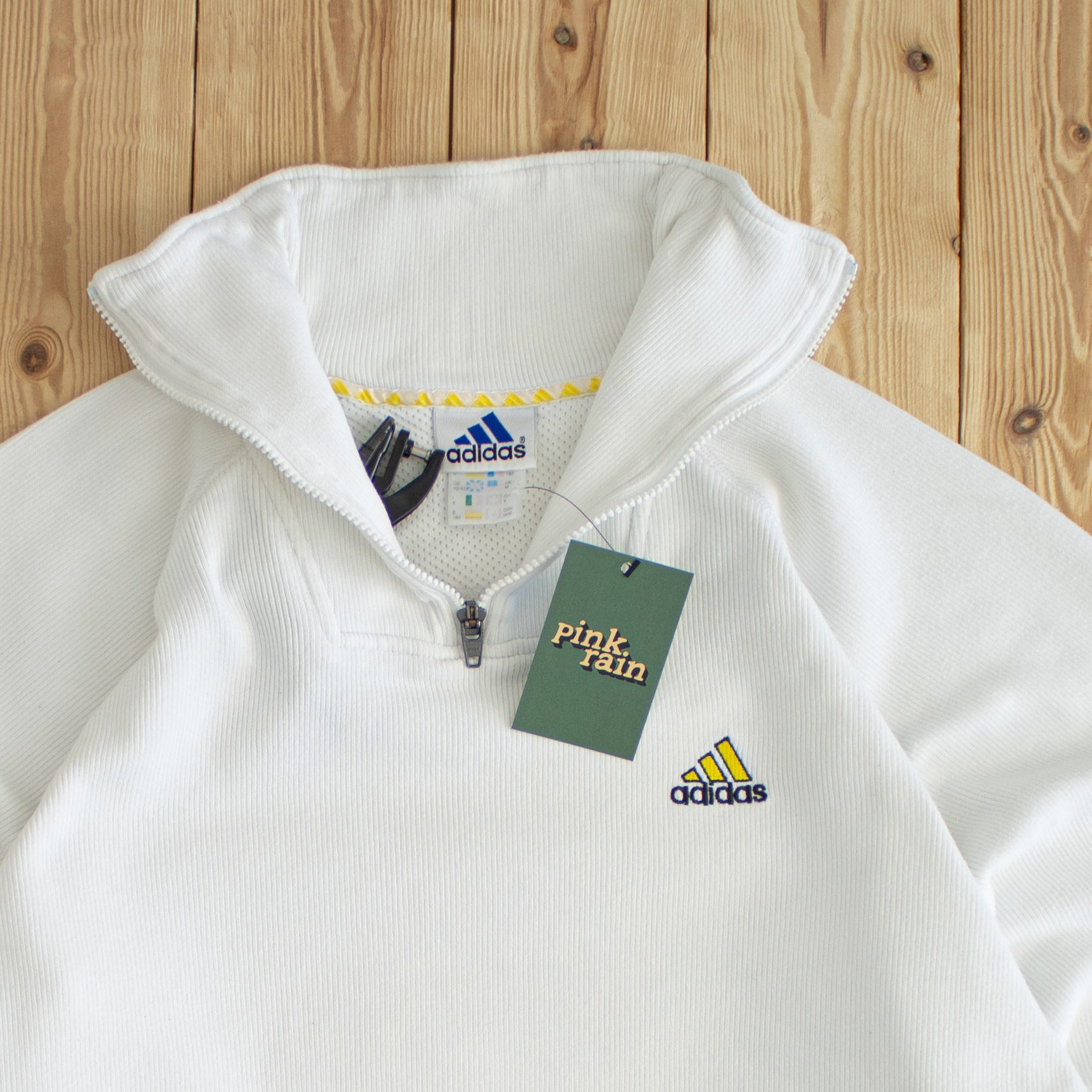 (M) Adidas Vintage Embroidered Quarter-Zip White