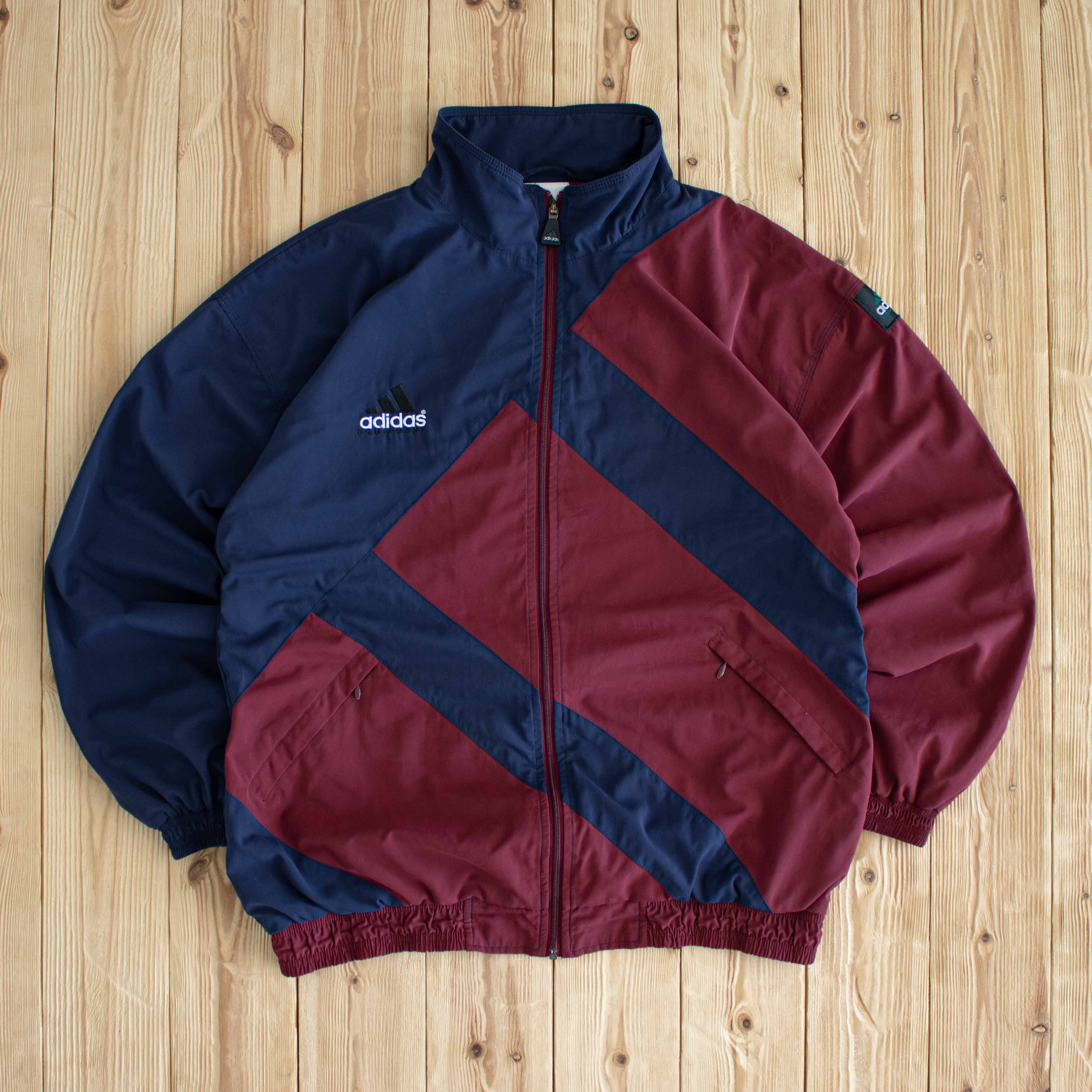 (M/L) Adidas Equipment Vintage Embroidered Jacket Blue/Burgundy