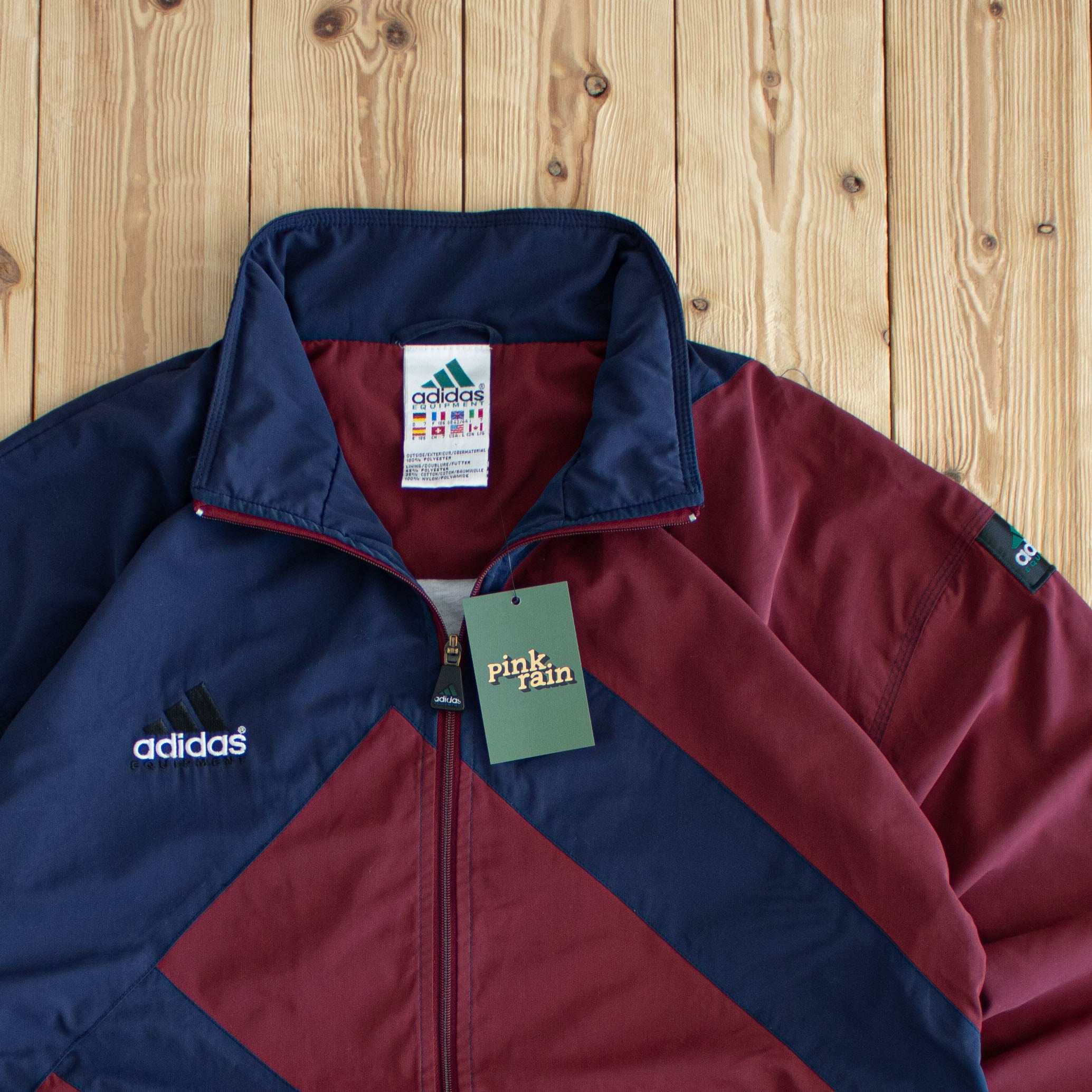 (M/L) Adidas Equipment Vintage Embroidered Jacket Blue/Burgundy