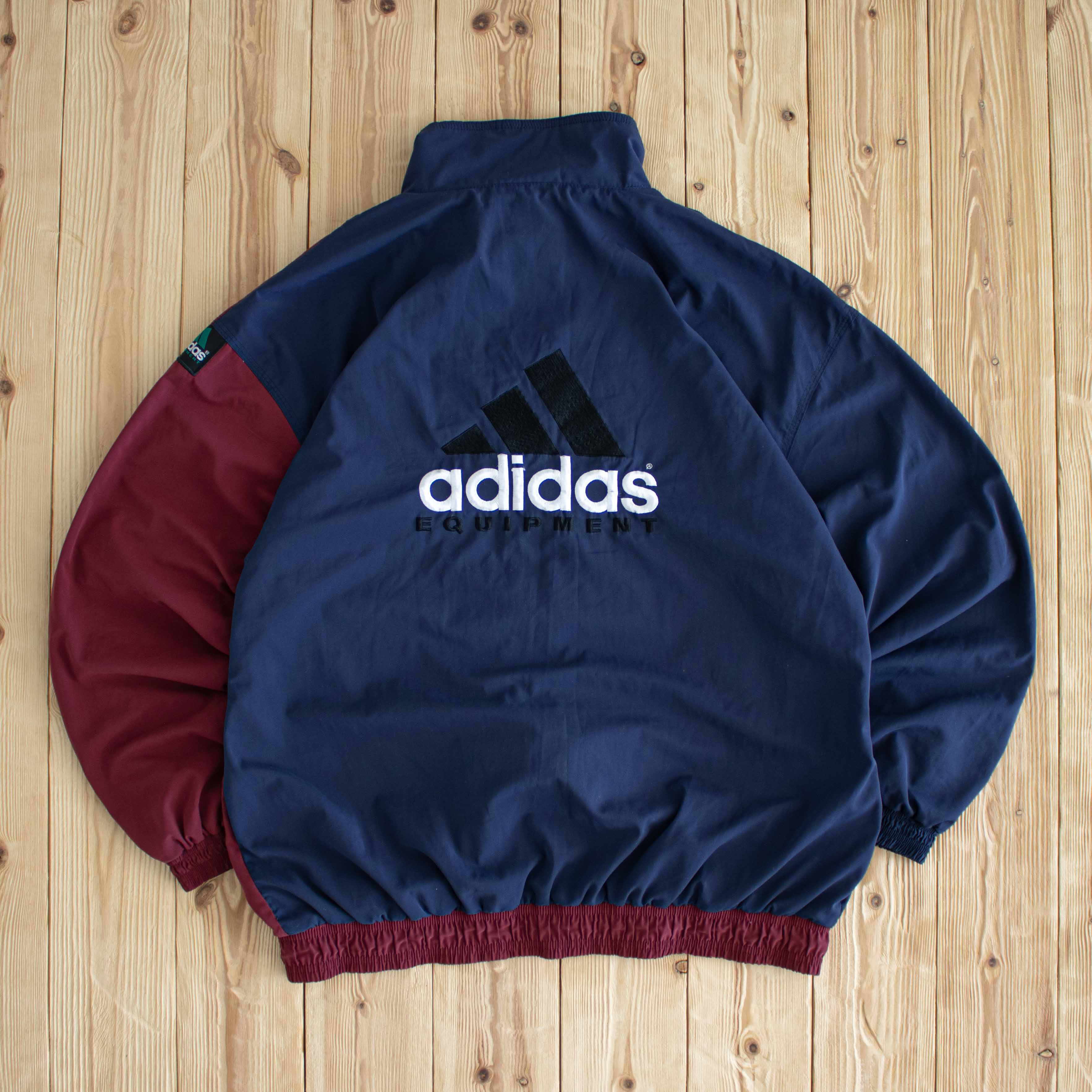 (M/L) Adidas Equipment Vintage Embroidered Jacket Blue/Burgundy