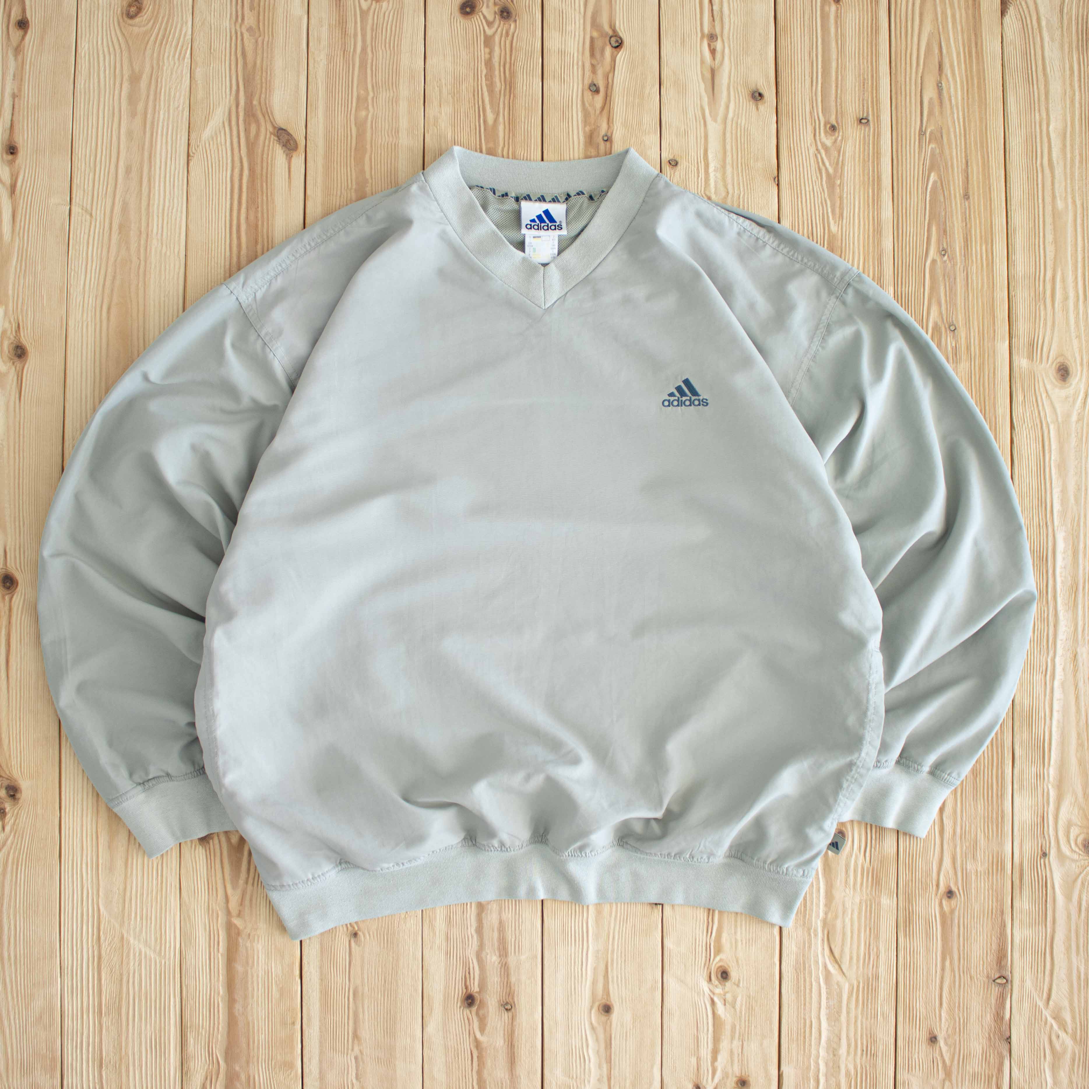 (XL) Adidas Essential Vintage Embroidered Windbreaker Gray