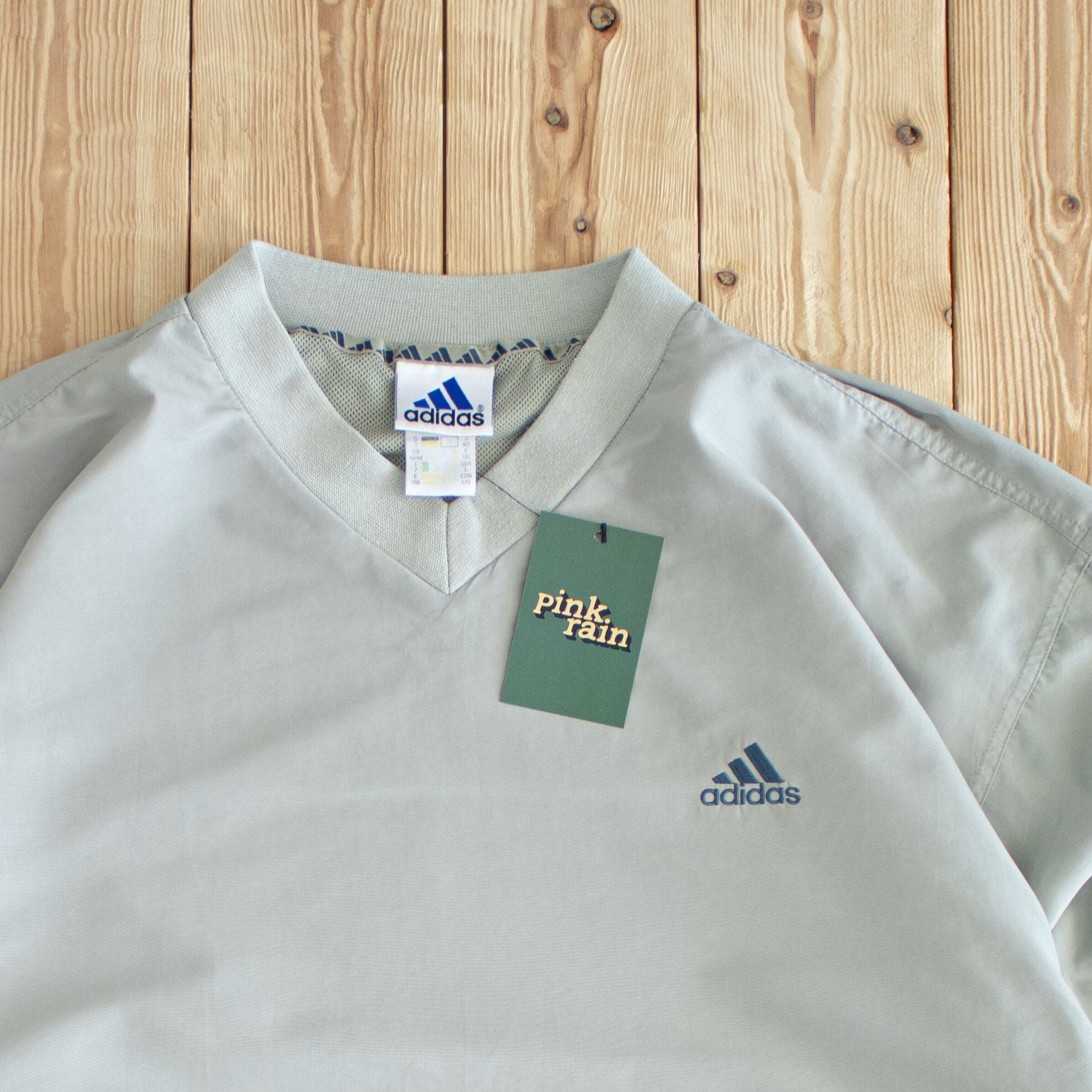 (XL) Adidas Essential Vintage Embroidered Windbreaker Gray