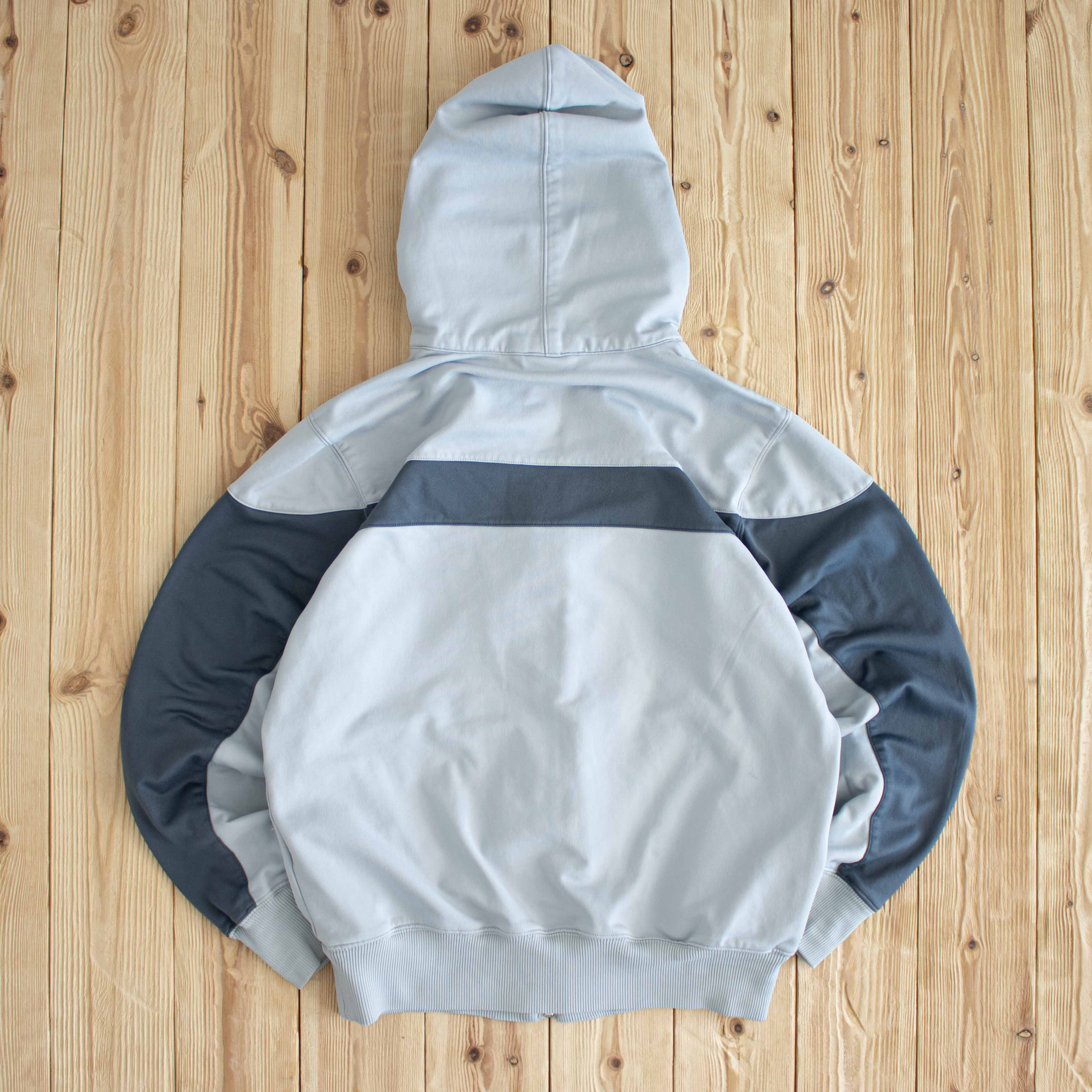 (M) Adidas Essential Vintage Embroidered Full-Zip Hoodie Gray