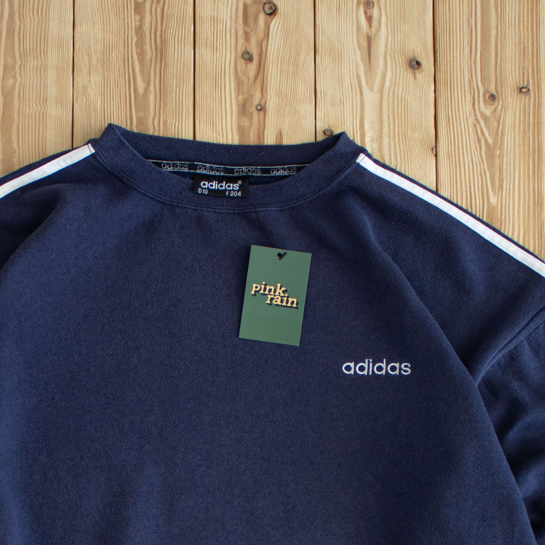 (XL) Adidas Essential Vintage Embroidered Sweatshirt Blue