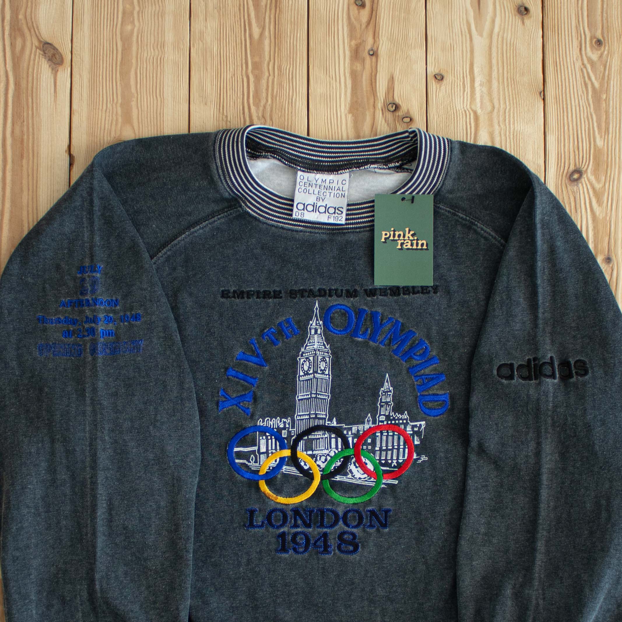 (M) Adidas 1948 London Olympics Vintage Embroidered Sweatshirt Gray