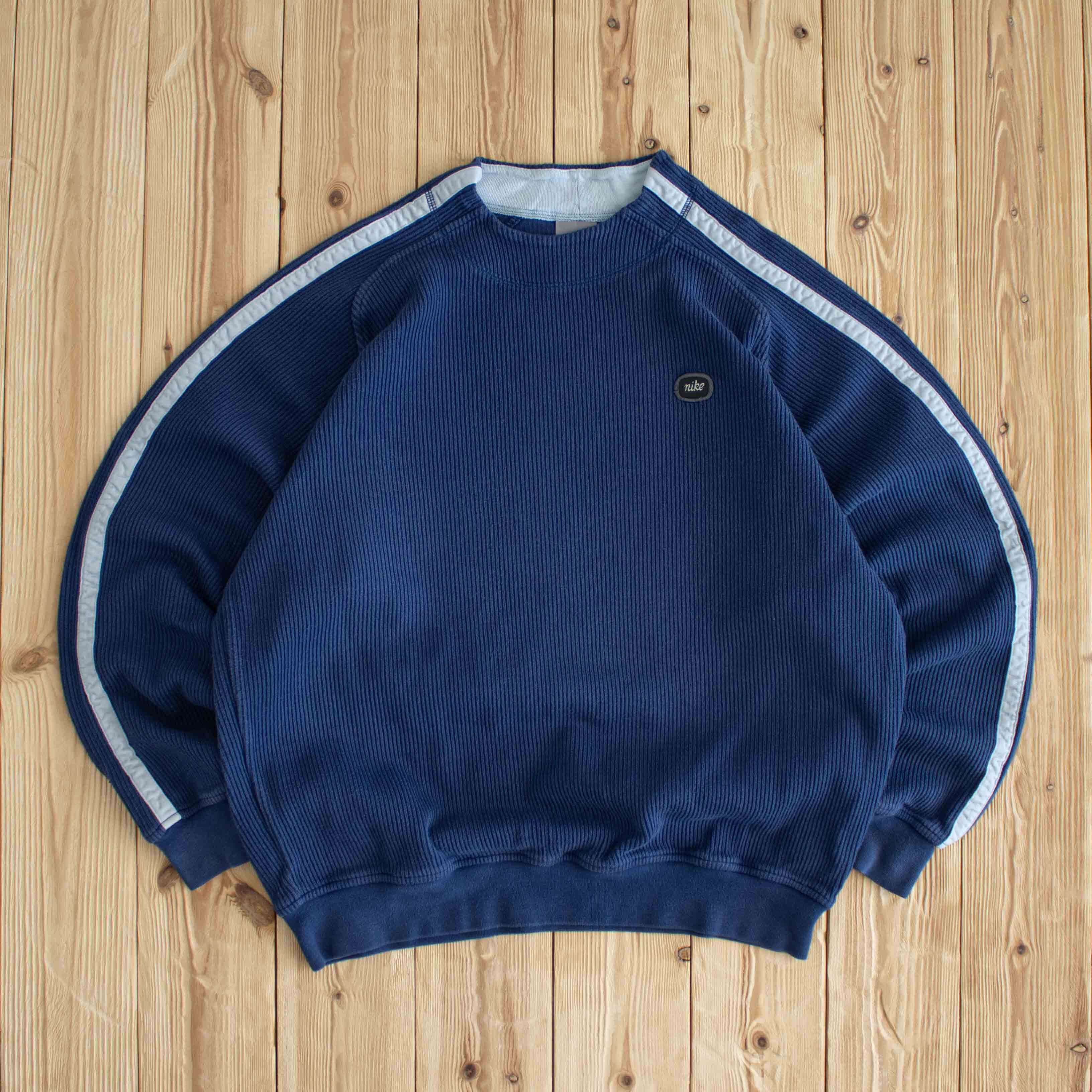 (S/M) Nike Vintage Waffle Embroidered Sweatshirt Blue