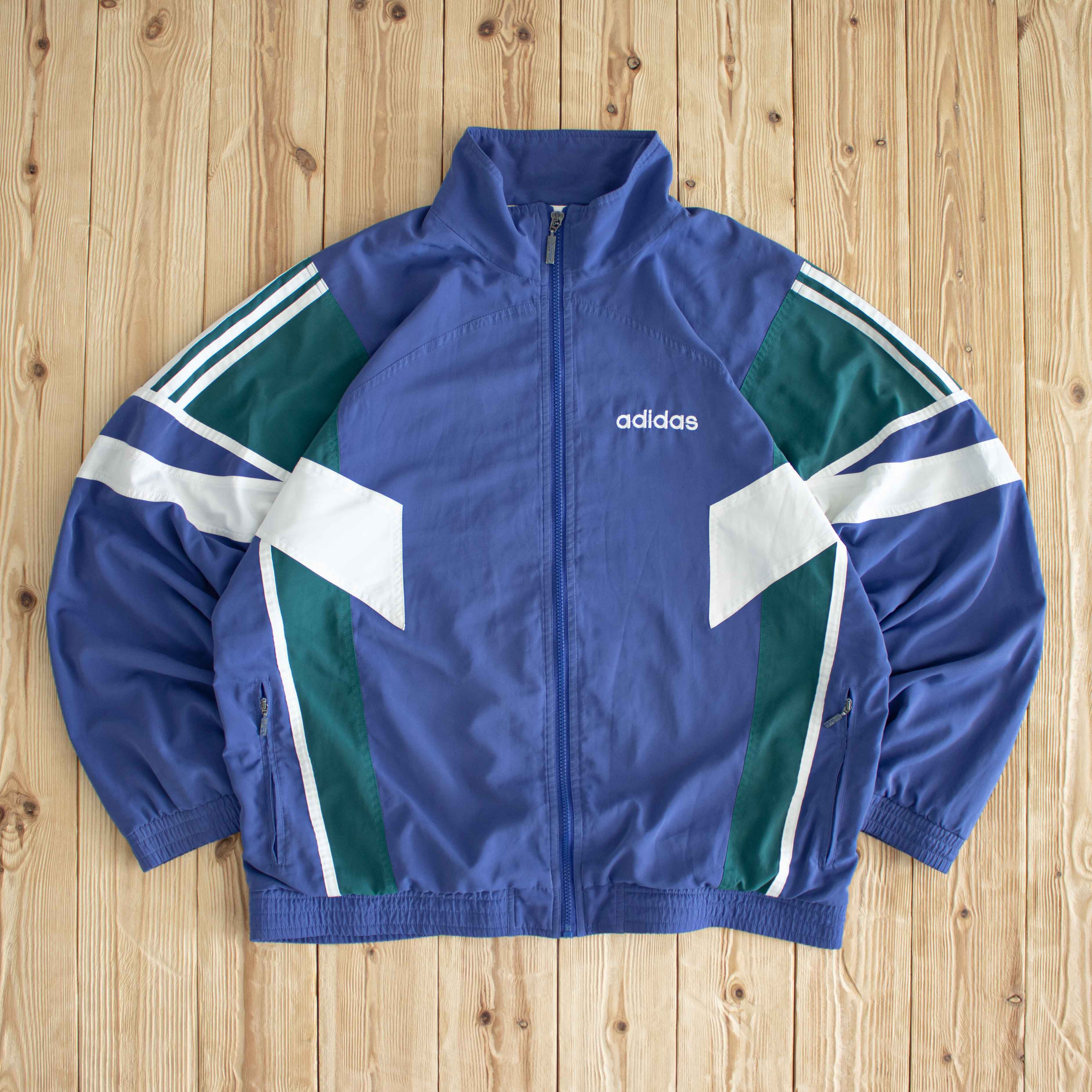(L/XL) Adidas Vintage Embroidered Jacket Blue