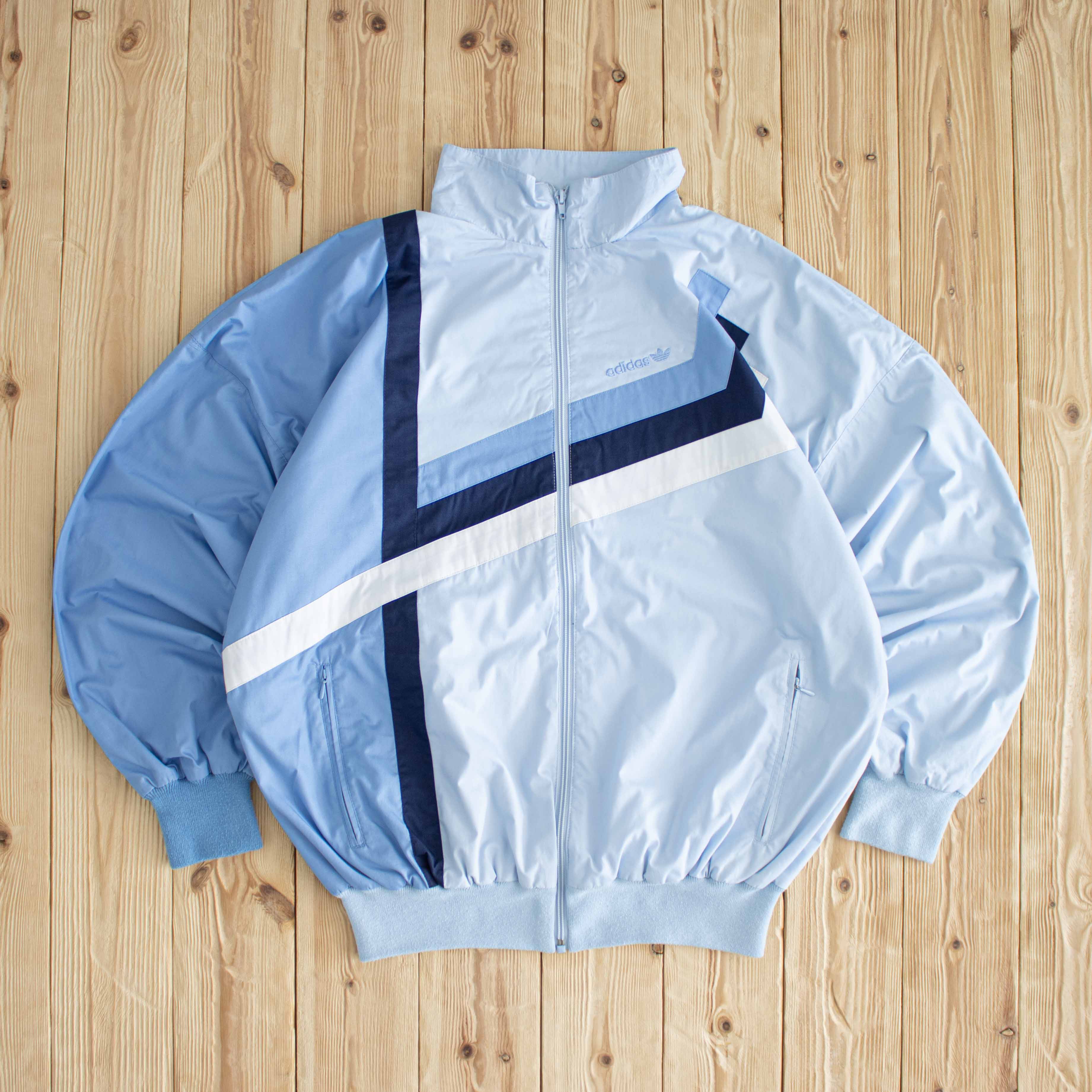 (L/XL) Adidas Vintage Embroidered Jacket Blue