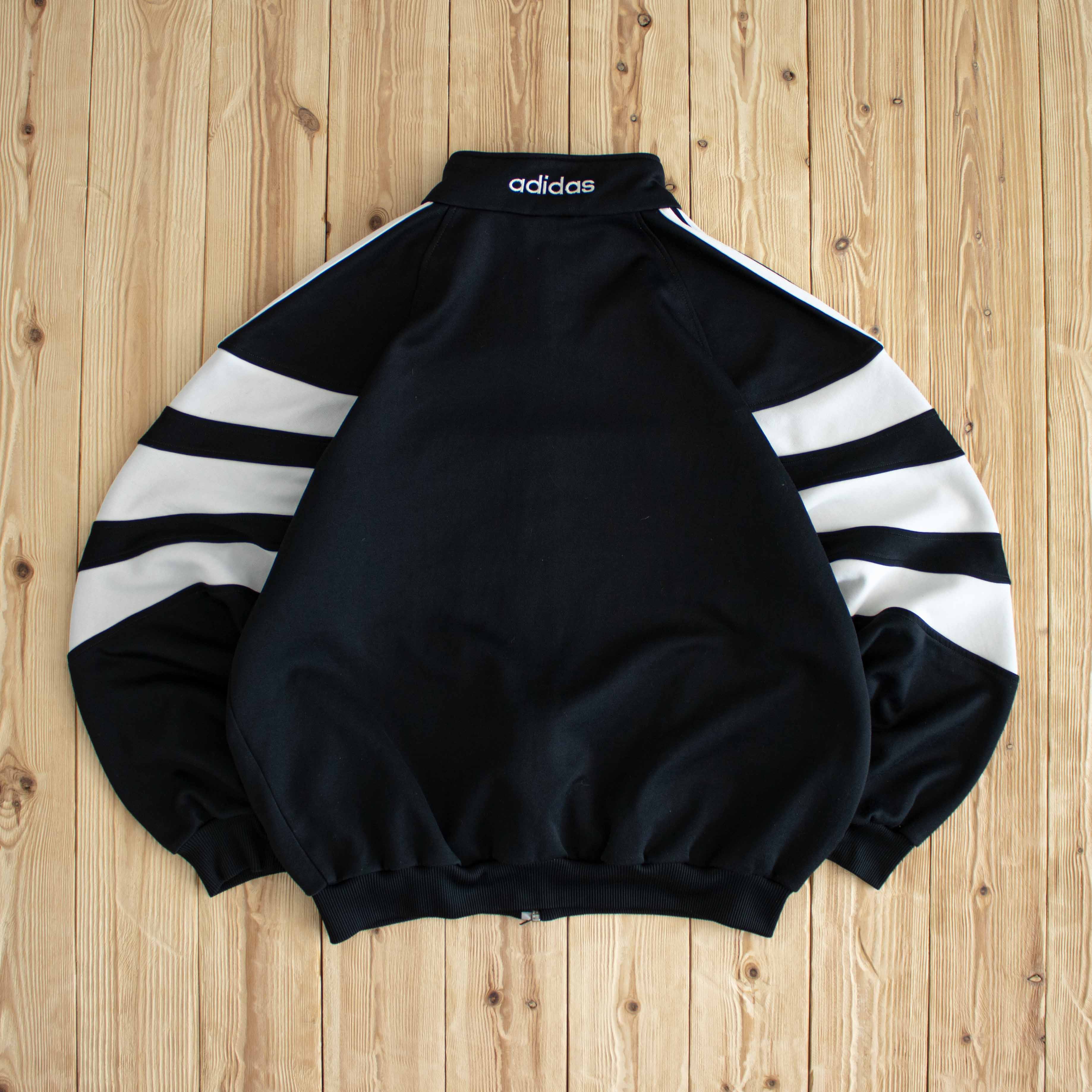 (L) Adidas Vintage Embroidered Full-Zip Sweatshirt Black