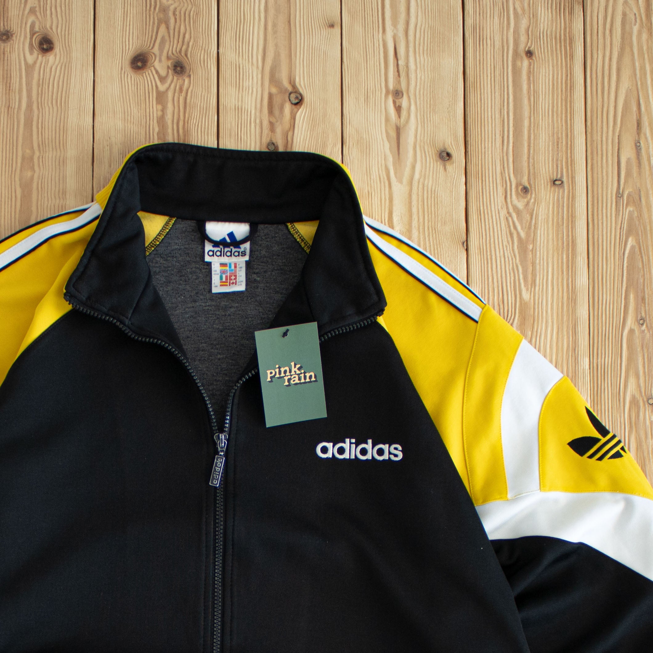 (L) Adidas Vintage Embroidered Full-Zip Sweatshirt Black