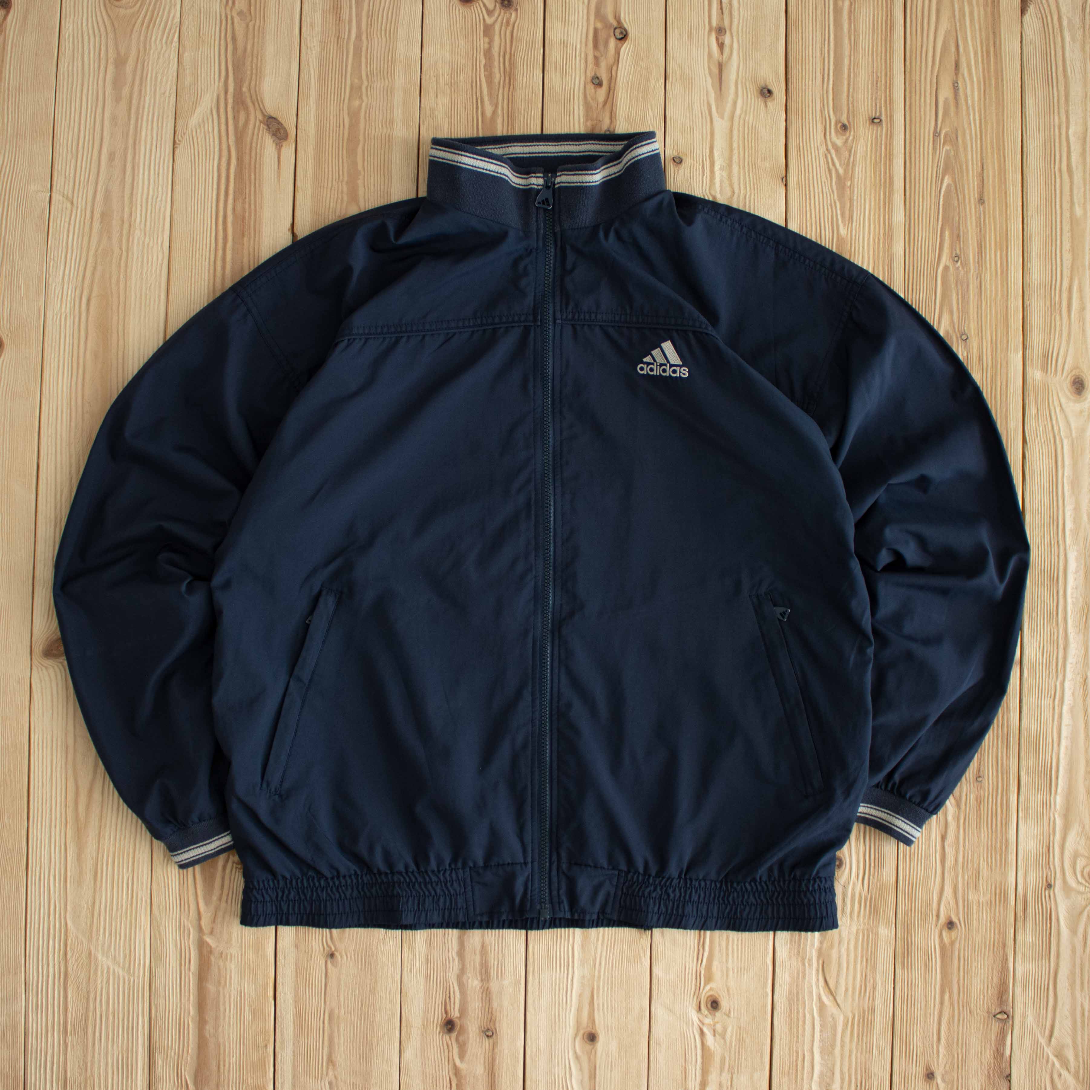 (L) Adidas Vintage Essential Embroidered Jacket Blue