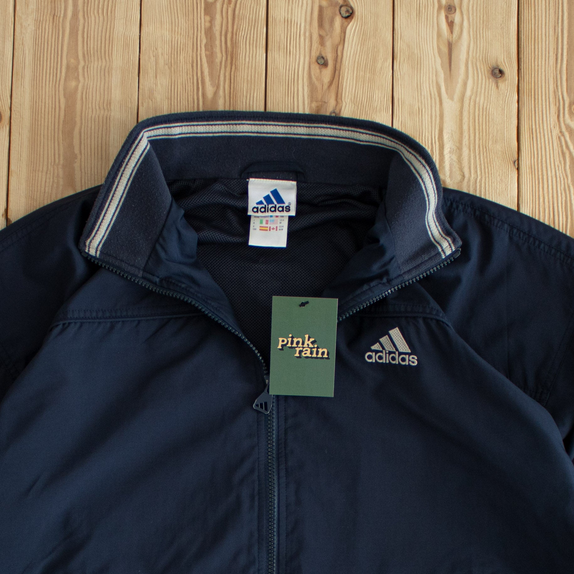 (L) Adidas Vintage Essential Embroidered Jacket Blue