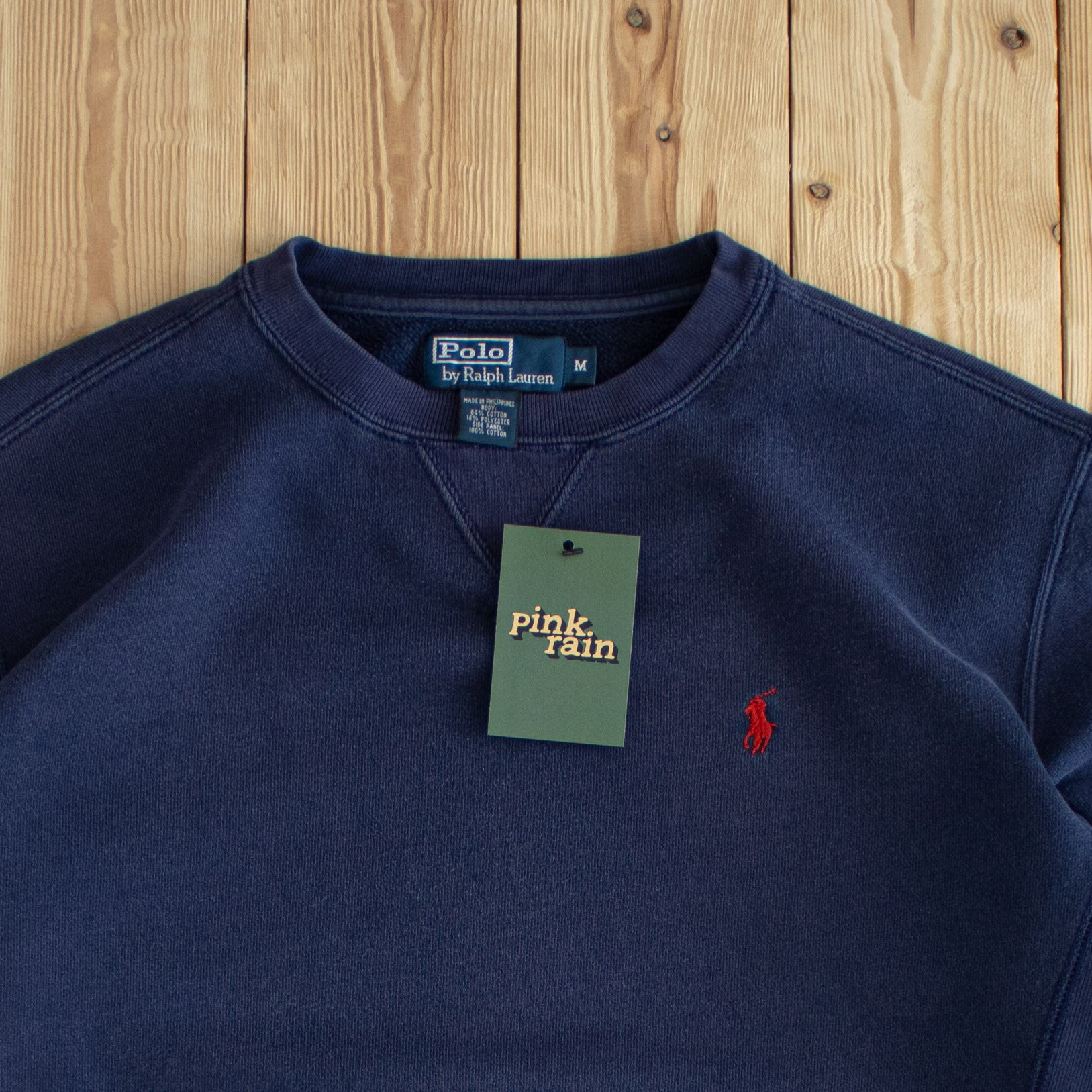 (S/M) Ralph Lauren Polo Vintage Embroidered Sweatshirt Blue