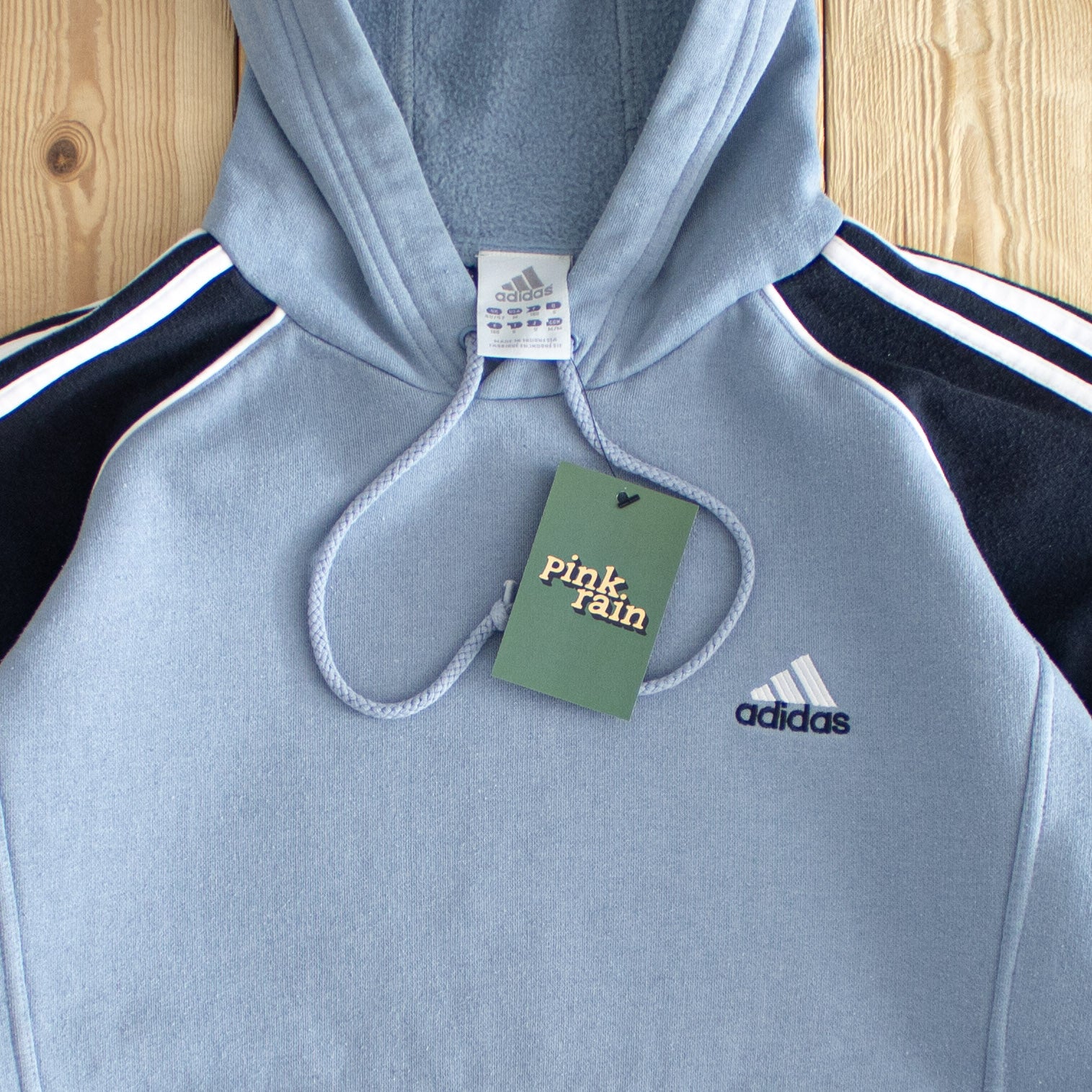 (M) Adidas Vintage Essential Embroidered Hoodie Blue