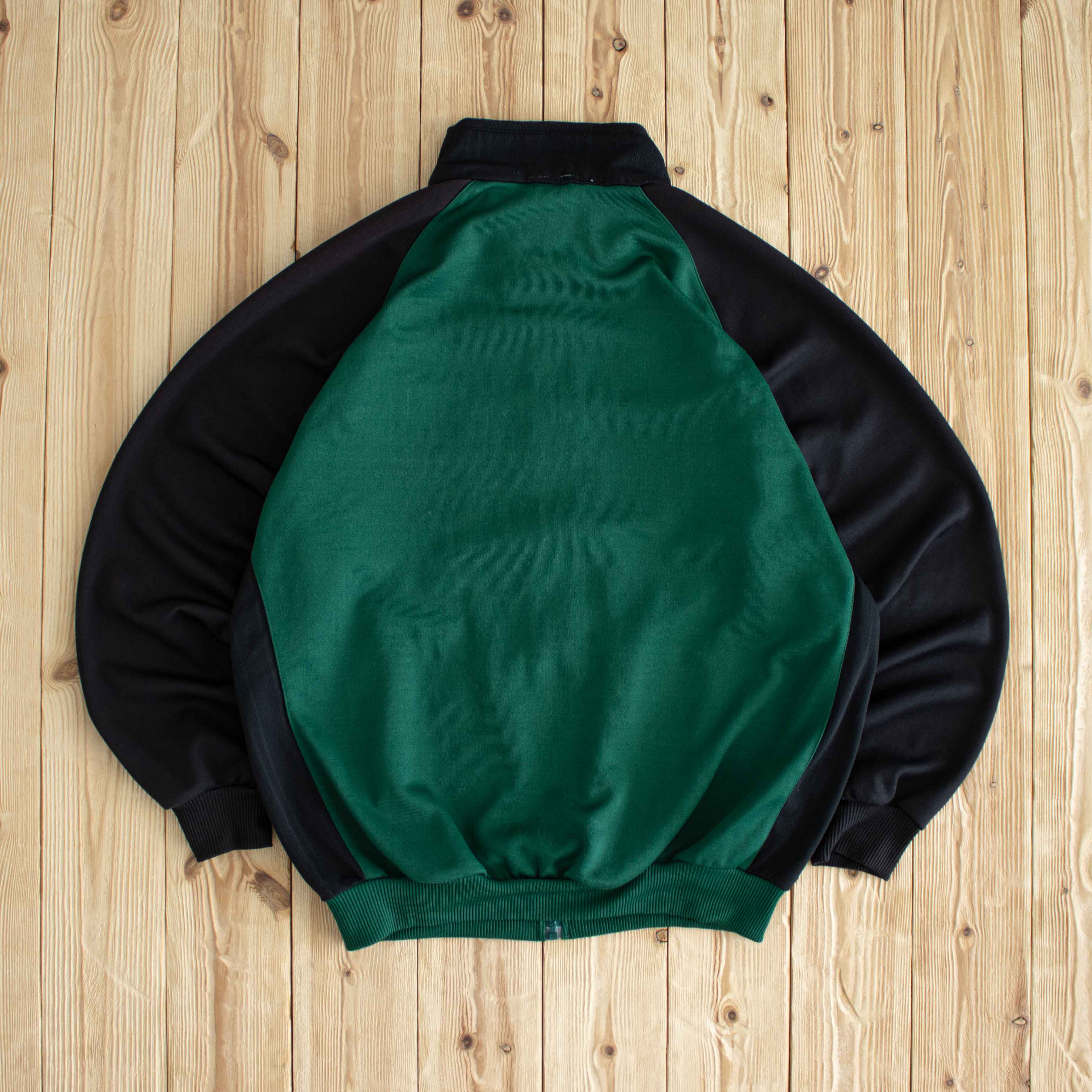 (L) Adidas Vintage Embroidered Full-Zip Sweatshirt Green