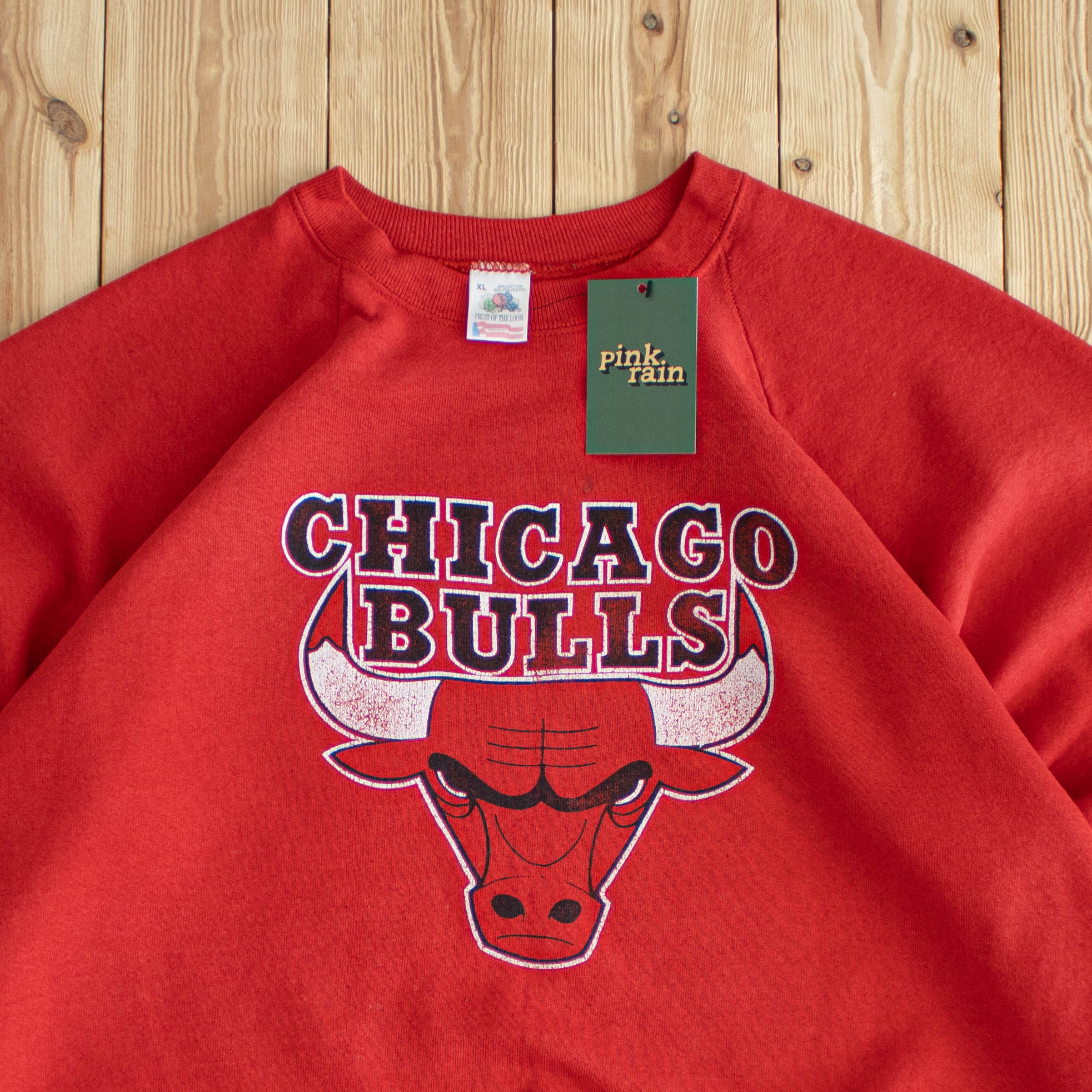 (M/L) Chicago Bulls Vintage Printed Sweatshirt Red