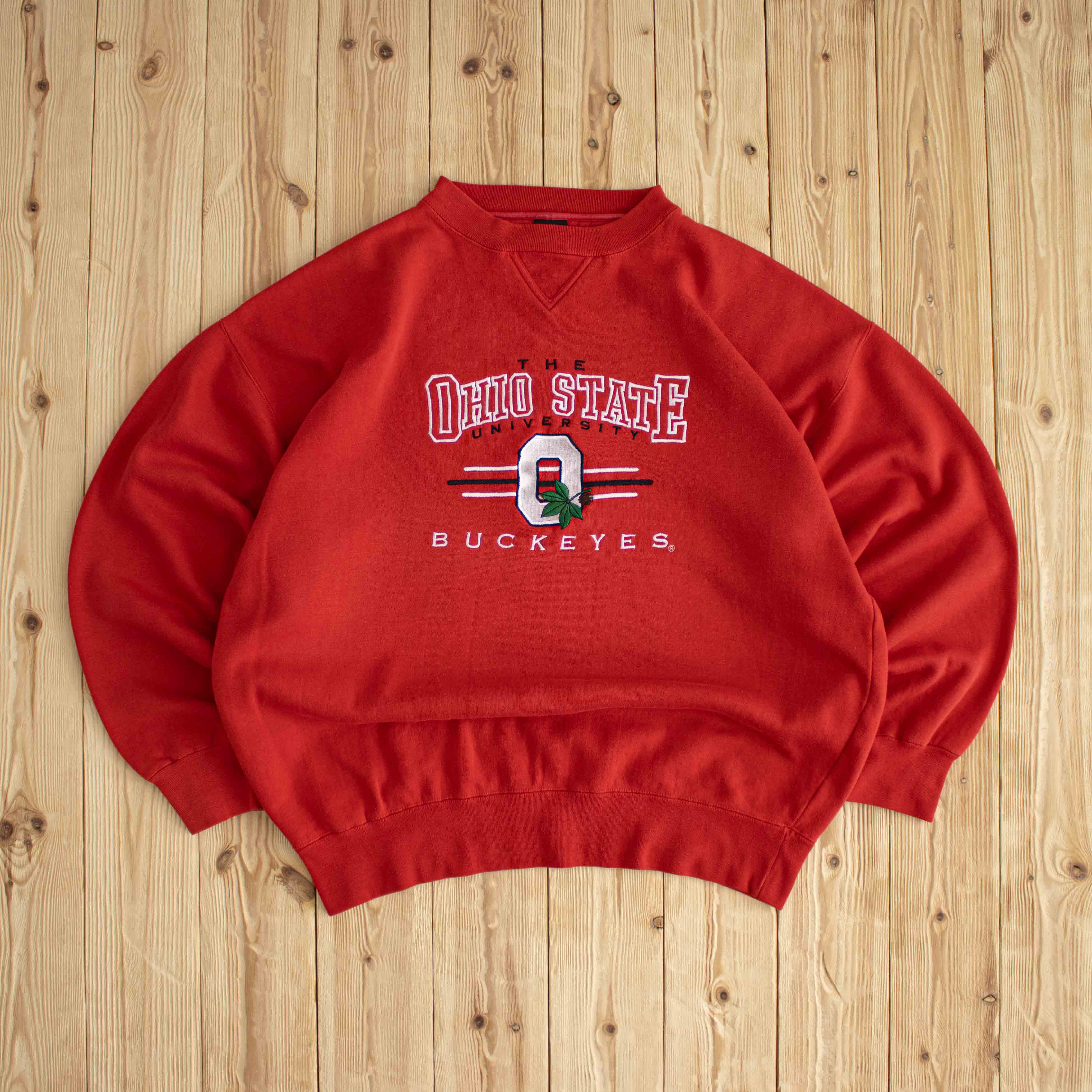 (L) Ohio State Buckeyes Vintage Embroidered Sweatshirt Red