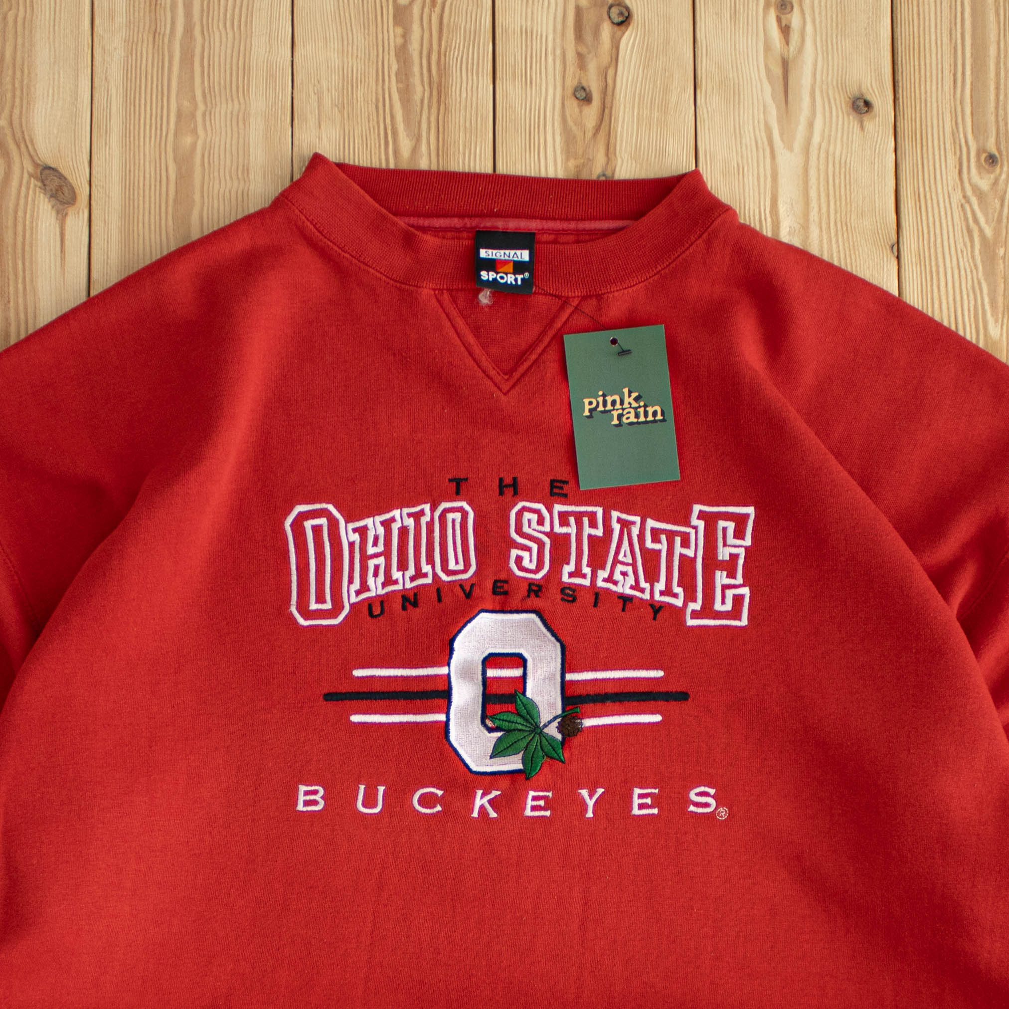 (L) Ohio State Buckeyes Vintage Embroidered Sweatshirt Red