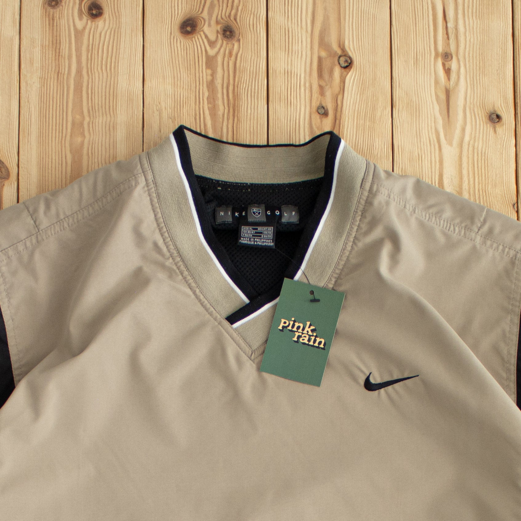 (L/XL) Nike Golf Vintage Embroidered Windbreaker/Sweatshirt Beige