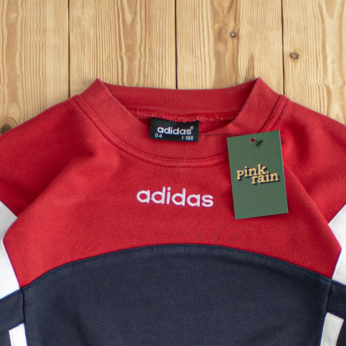 (S/M) Adidas Side Stripe Vintage Embroidered Sweatshirt Blue