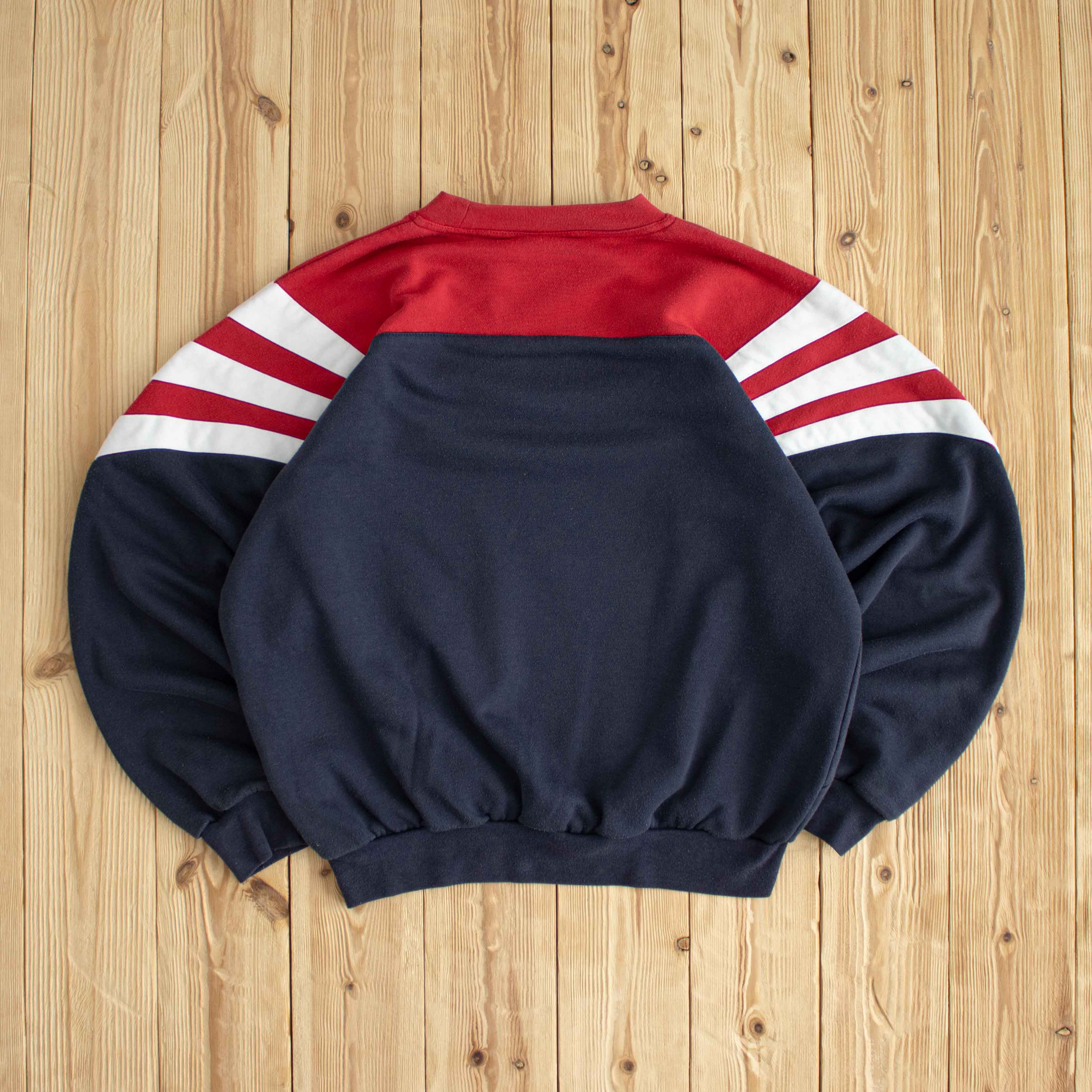 (S/M) Adidas Side Stripe Vintage Embroidered Sweatshirt Blue