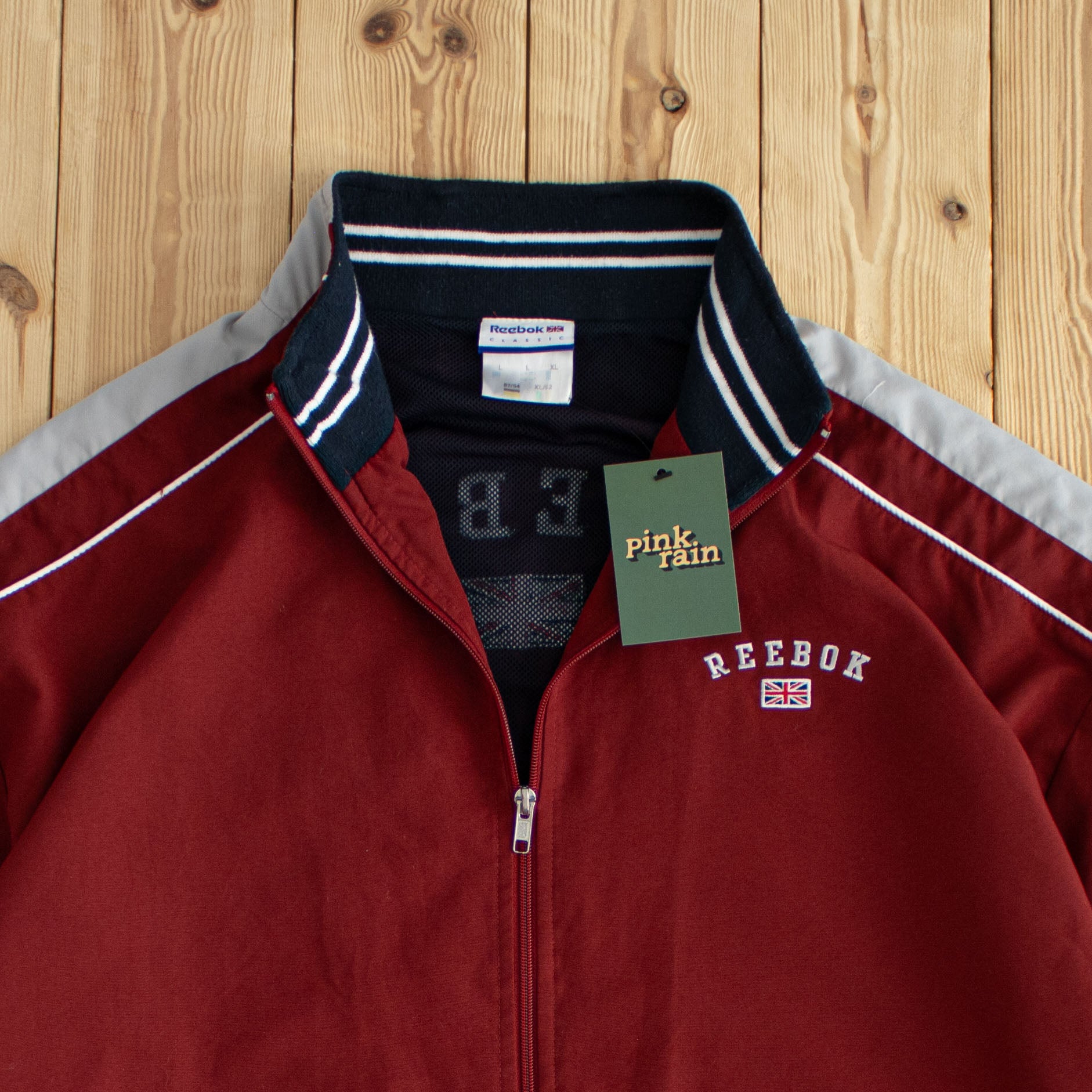 (L/XL) Reebok England Vintage Embroidered Jacket Burgundy