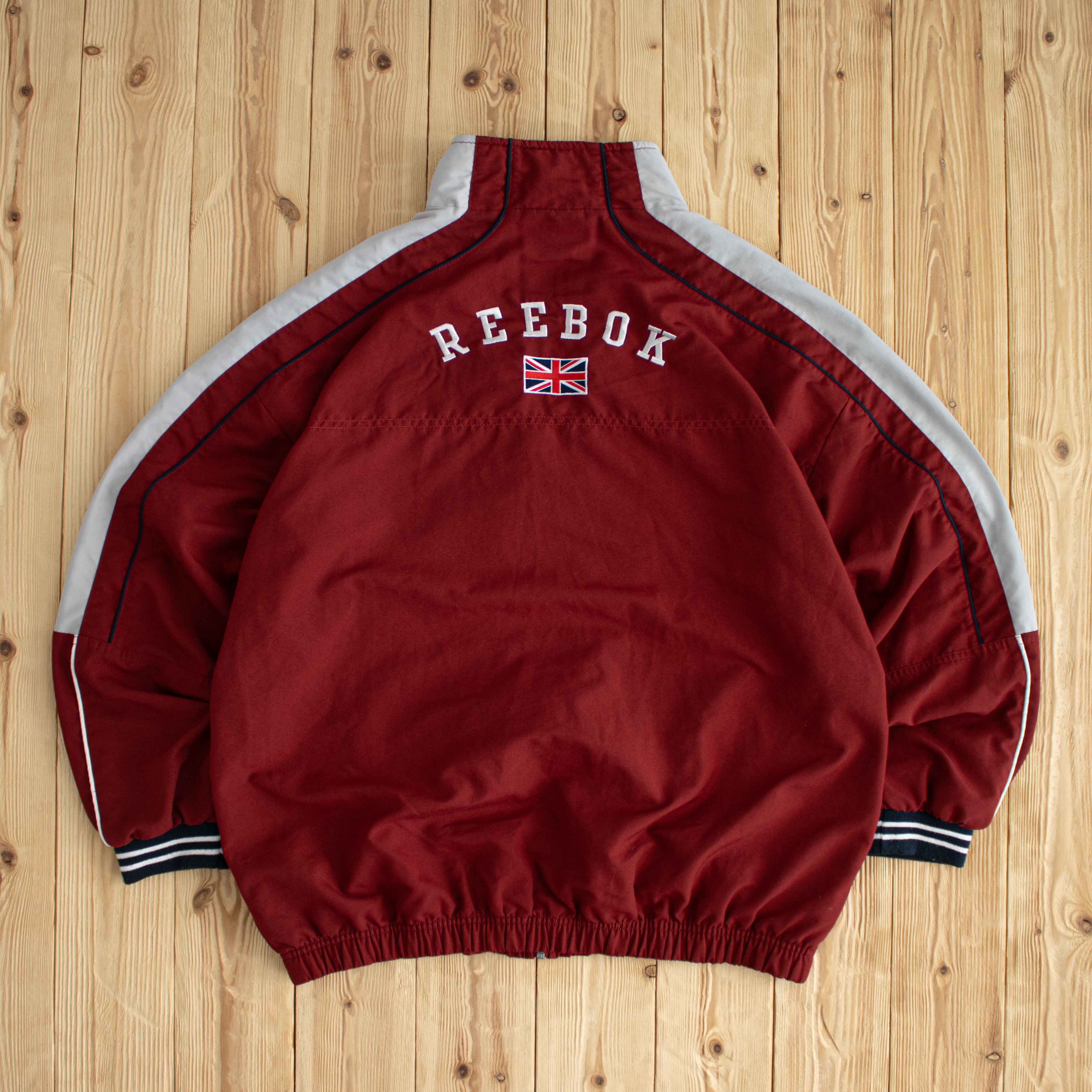 (L/XL) Reebok England Vintage Embroidered Jacket Burgundy