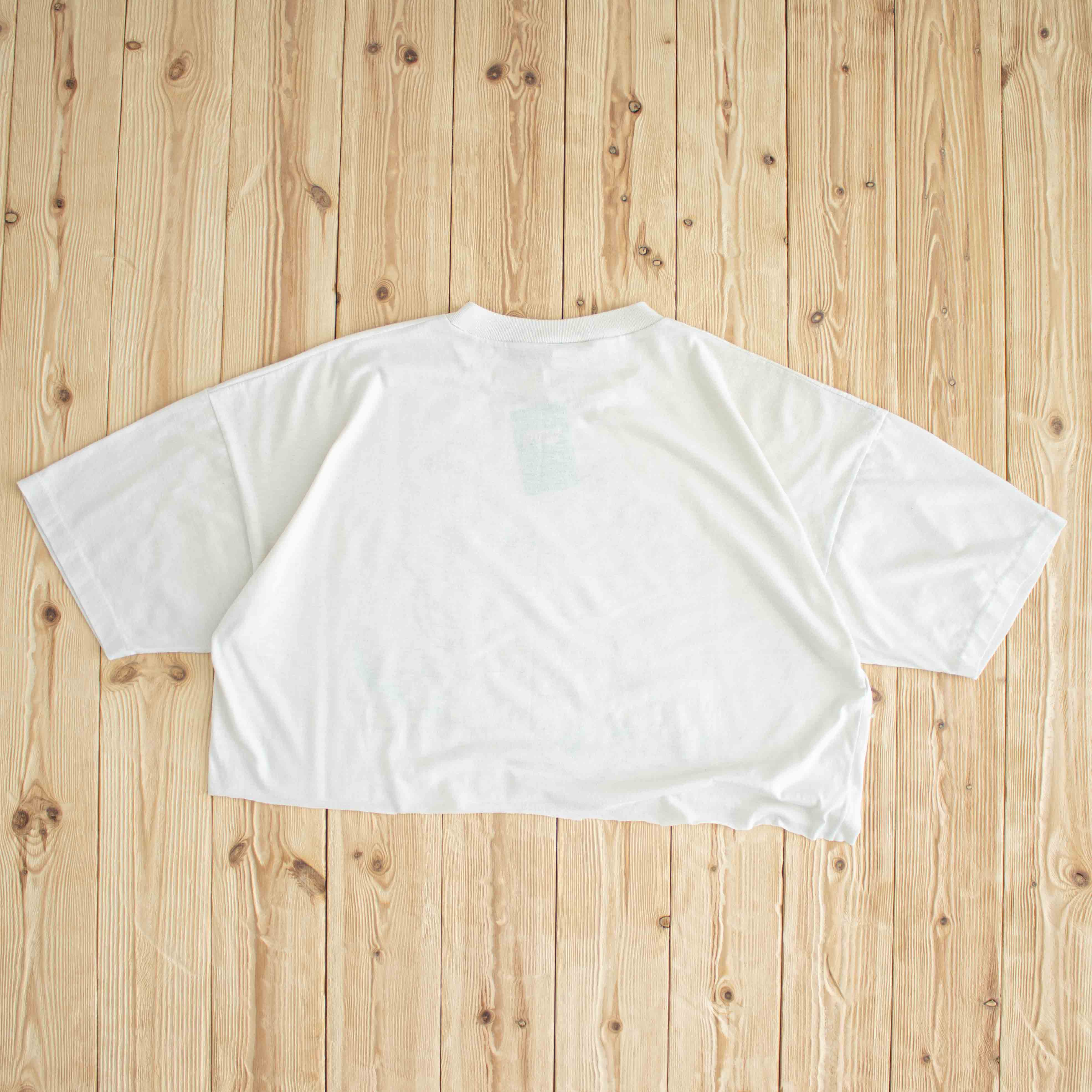 (L/XL) 80s Single Stitch Garfield Vintage Cropped T-Shirt White