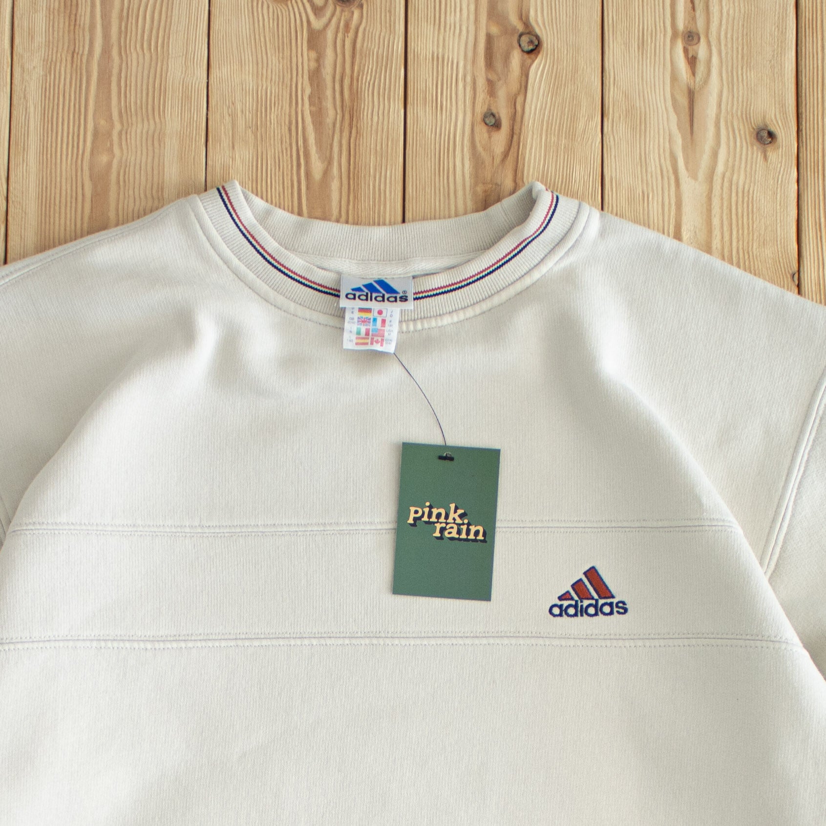 (M/L) Adidas Vintage Side Stripe Embroidered Sweatshirt Beige