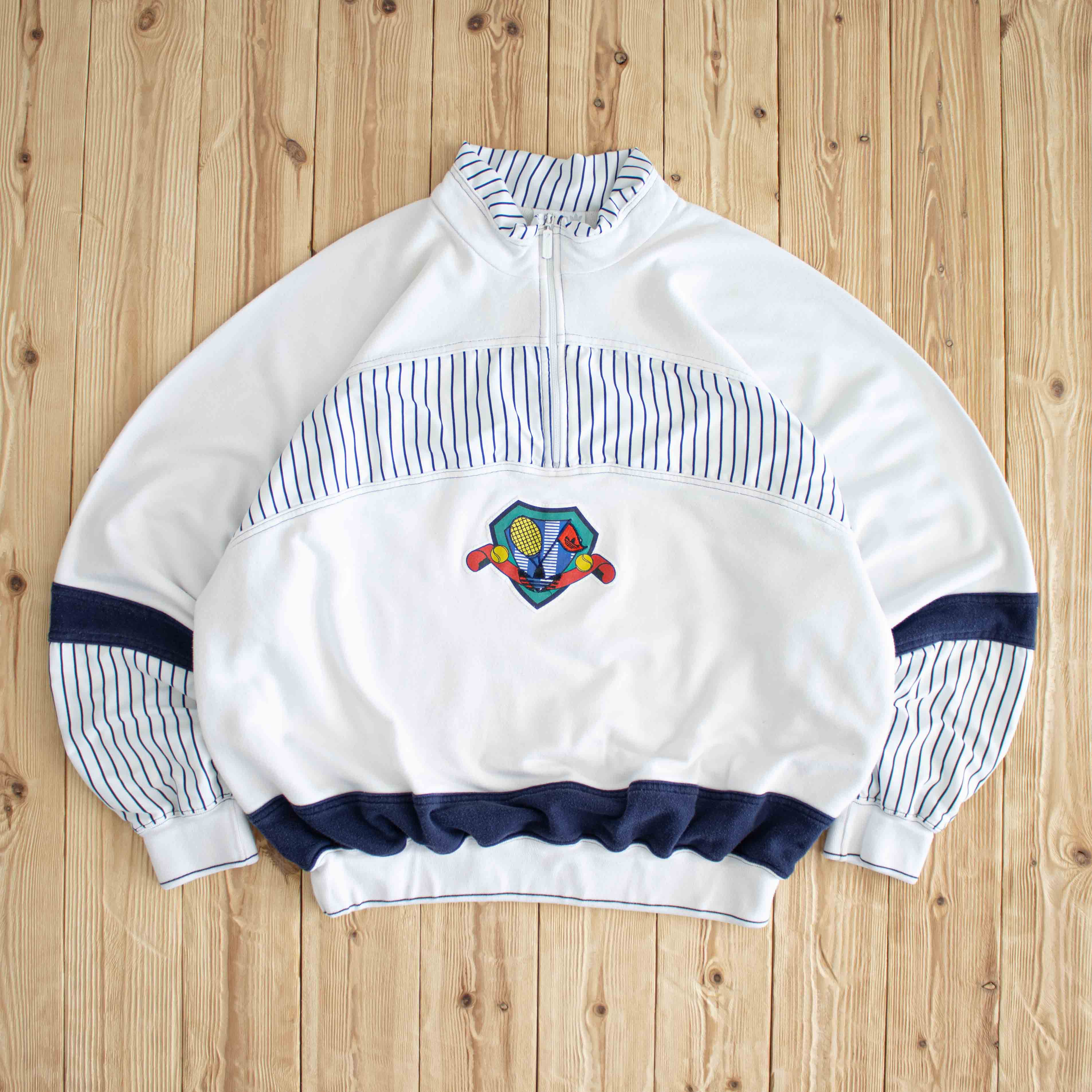 (XL) Adidas Tennis Vintage Embroidered Quarter-Zip White