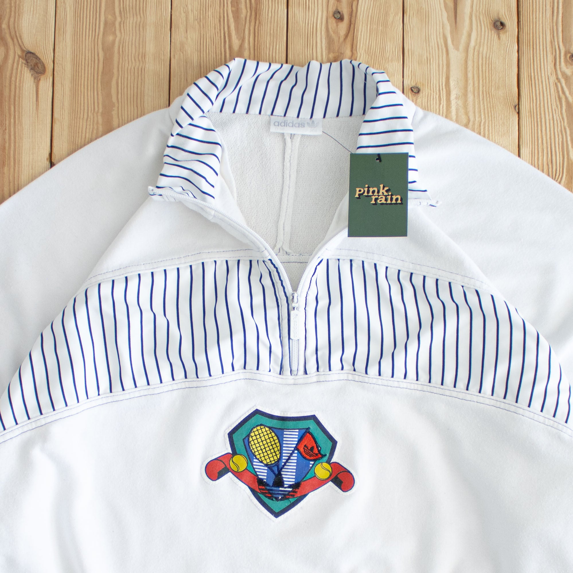 (XL) Adidas Tennis Vintage Embroidered Quarter-Zip White