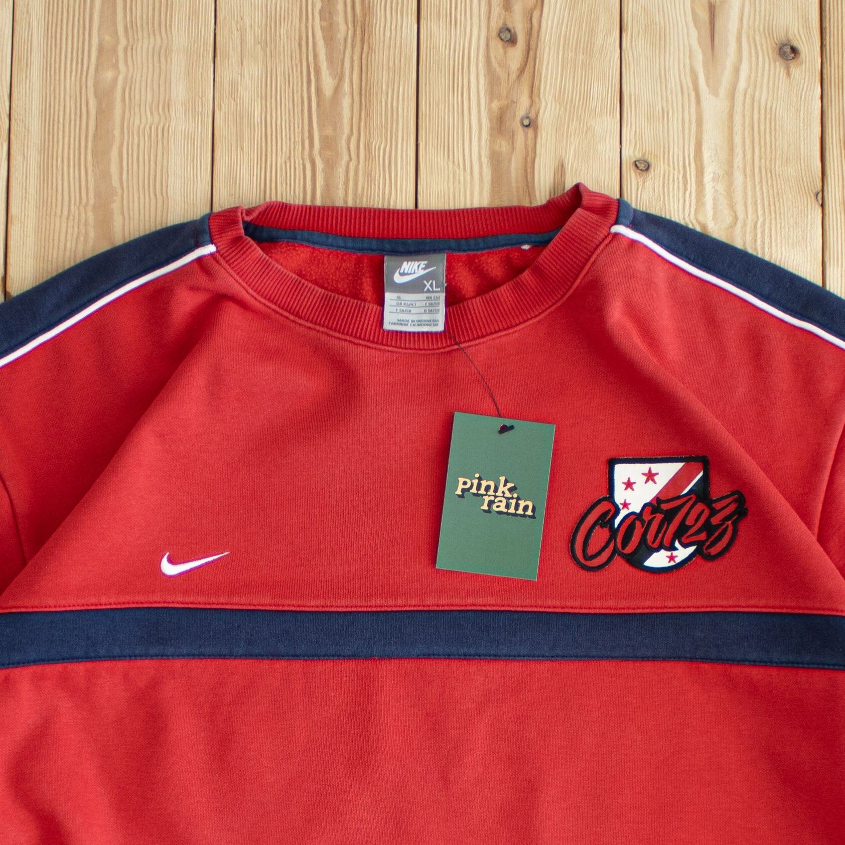 (L) Nike Cortez Vintage Embroidered Sweatshirt Red
