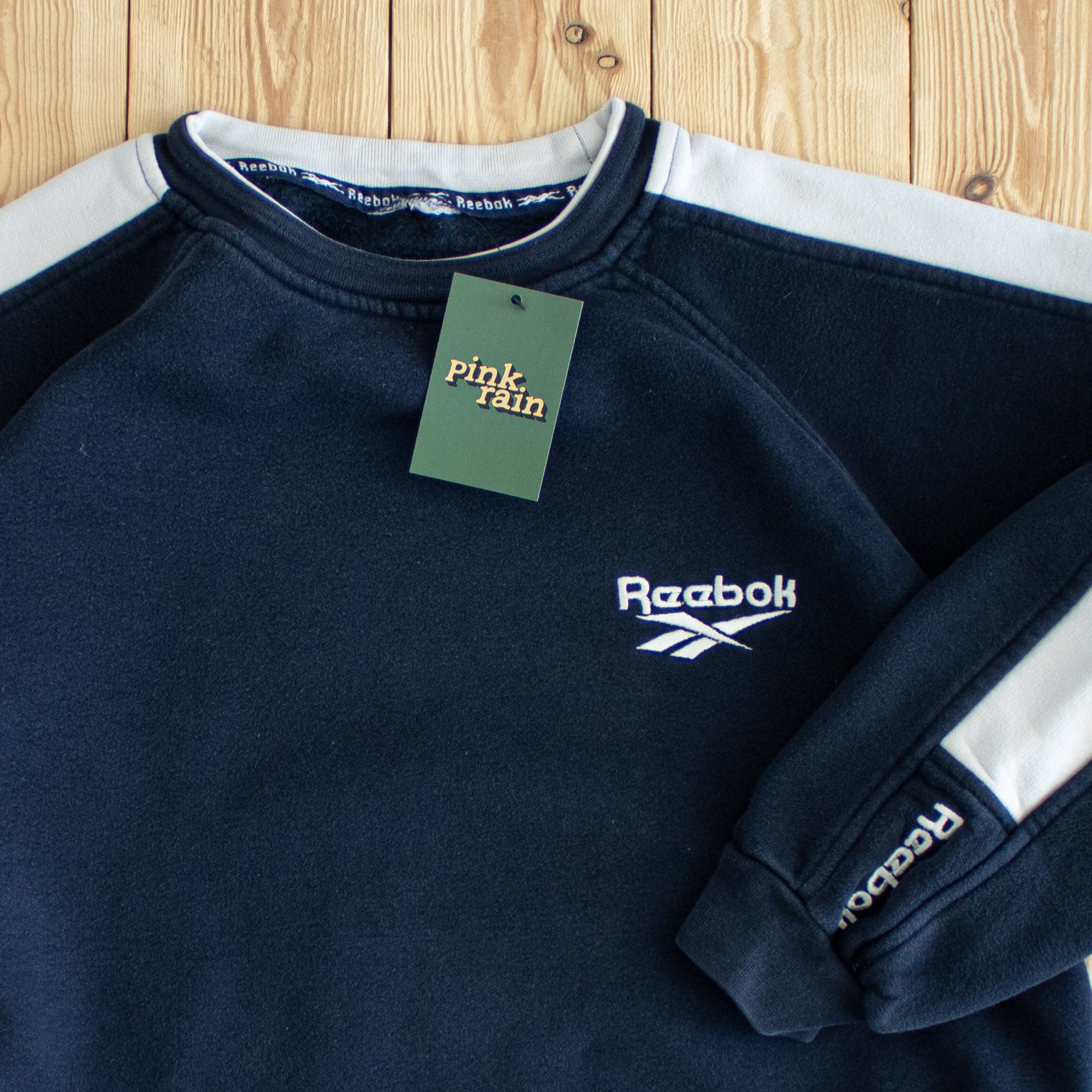 (M) Reebok Logo Vintage Embroidered Sweatshirt Blue