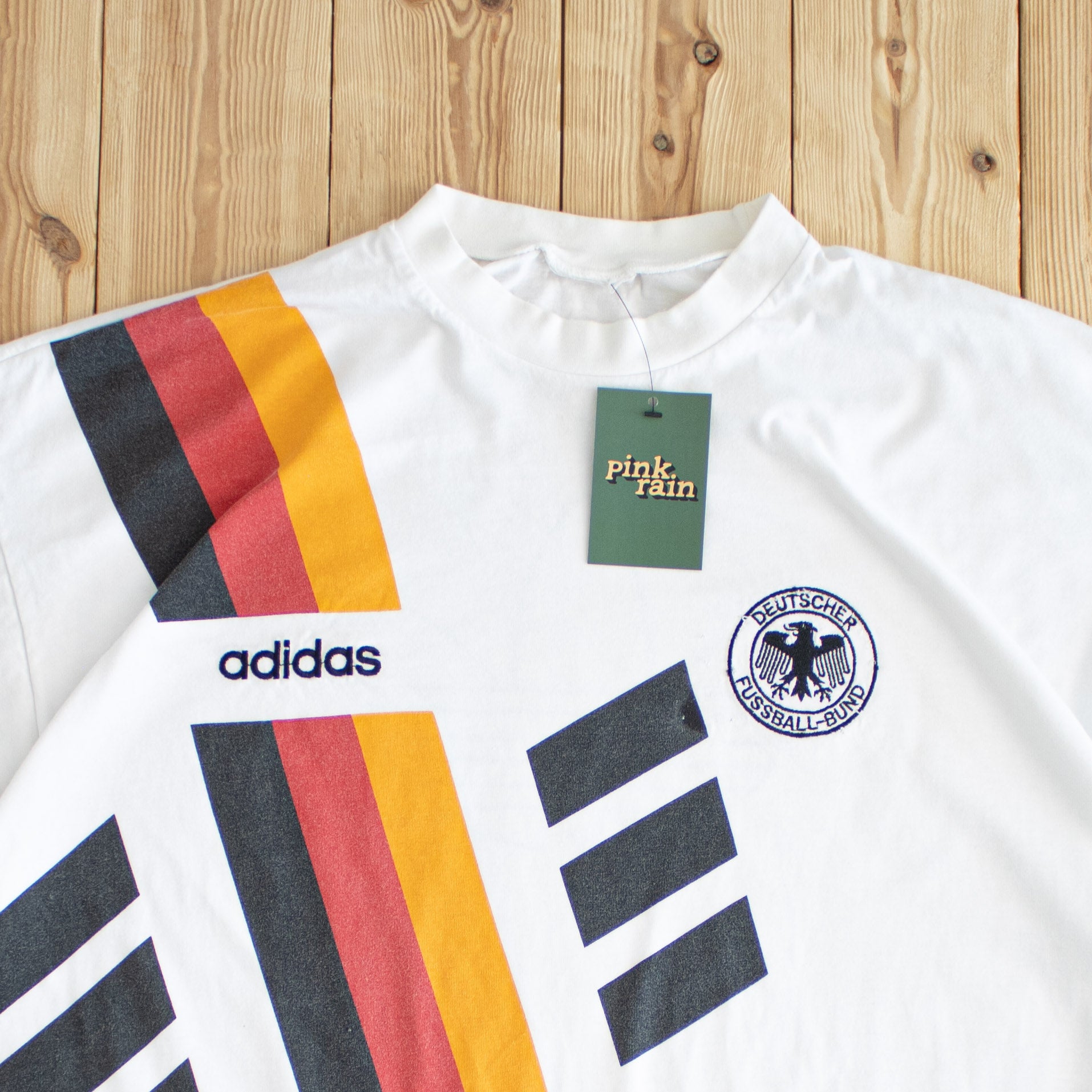 (L/XL) 1992 Adidas Deutscher Fussball-Bund Vintage Embroidered T-Shirt White