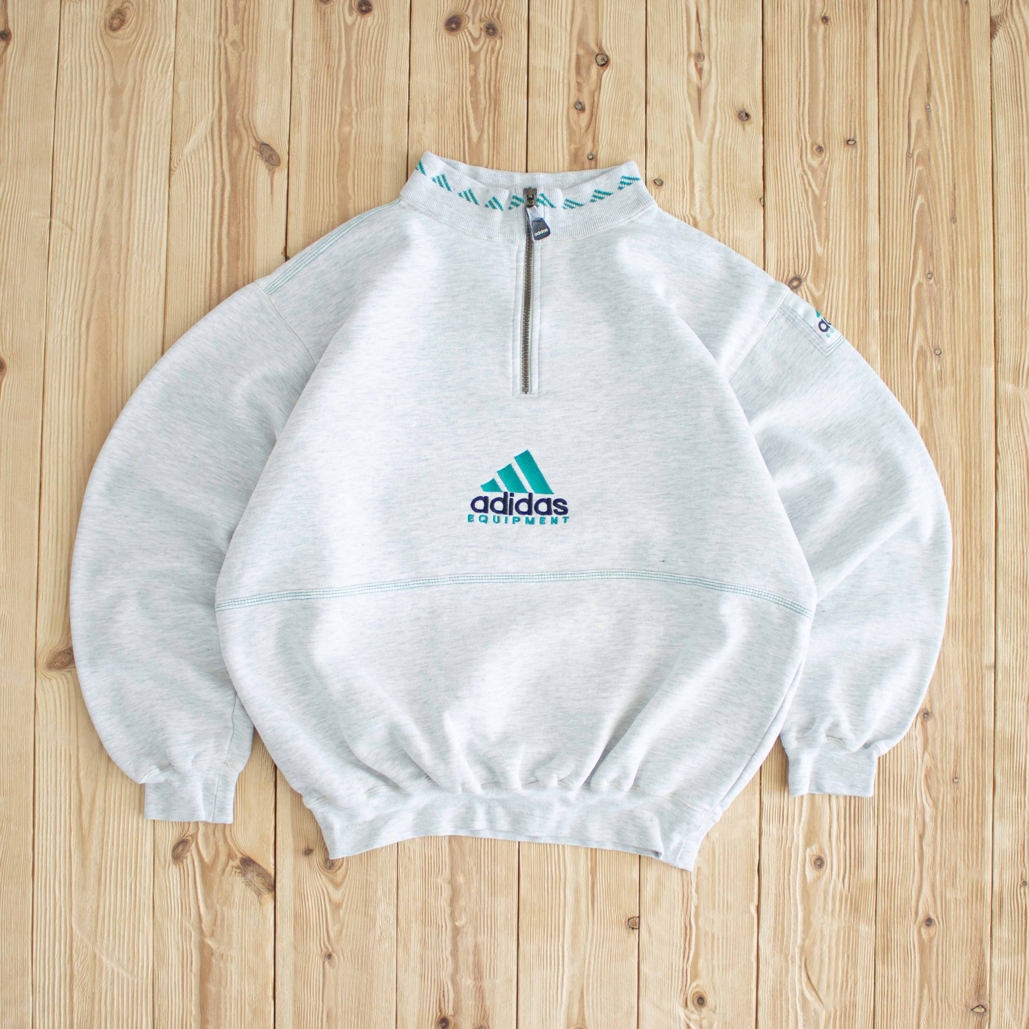 (M) Adidas Equipment Vintage Embroidered Quarter-Zip White