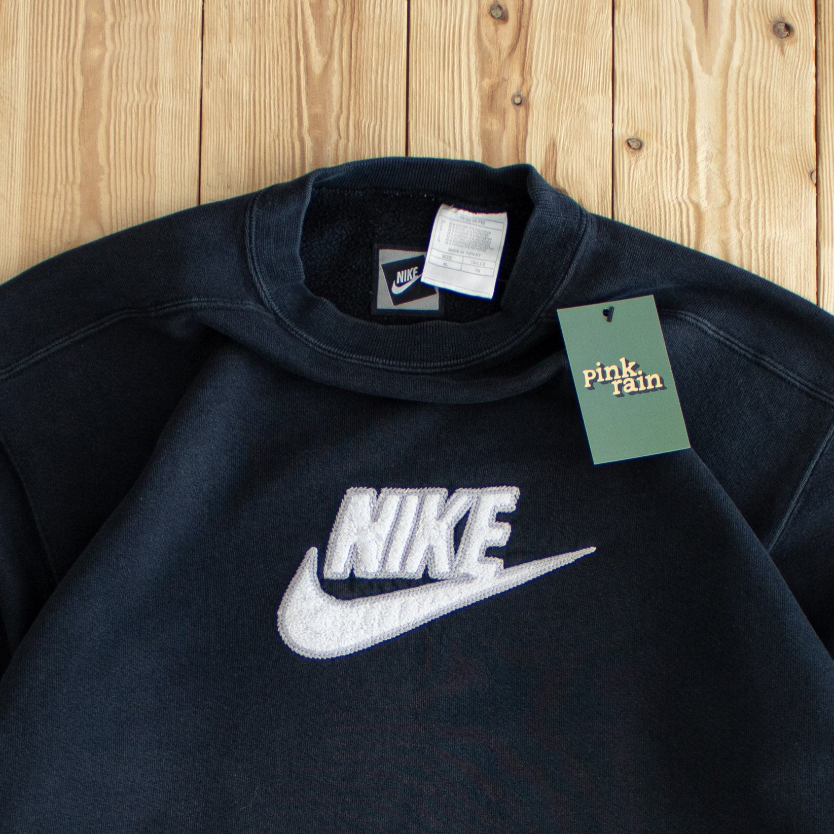 (M) Nike Spell Out Vintage Fluffy Embroidered Sweatshirt Black