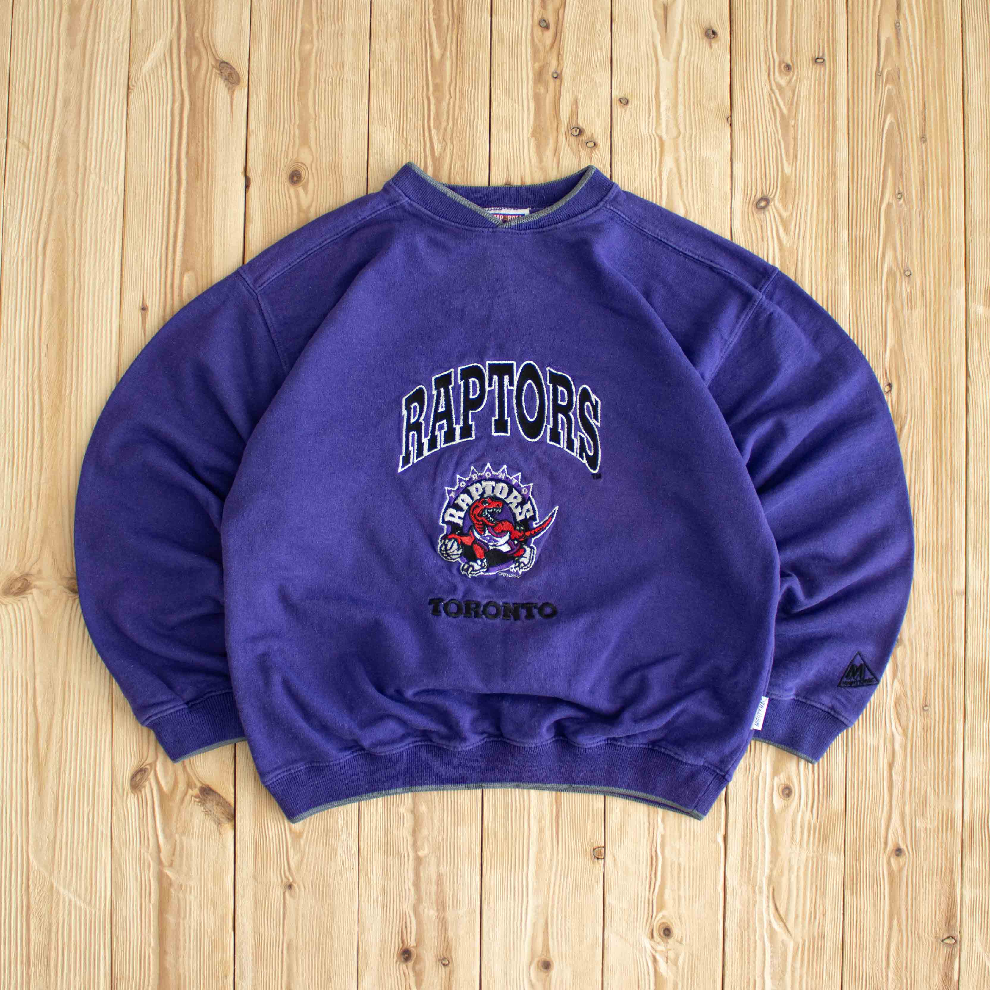 (S) Mighty Mac Toronto Raptors Vintage Embroidered Sweatshirt Purple