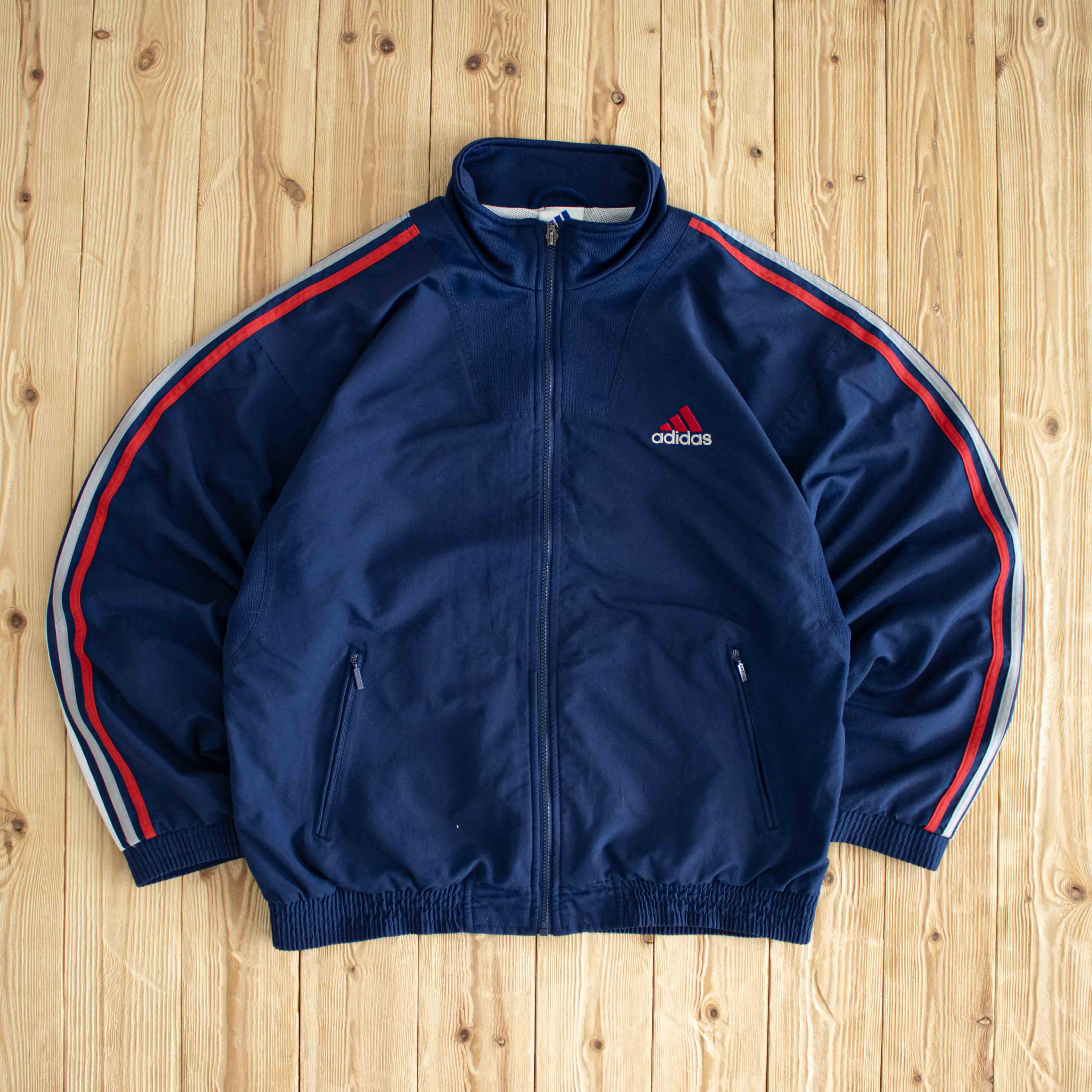(XL) Adidas Vintage Essential Embroidered Jacket Blue
