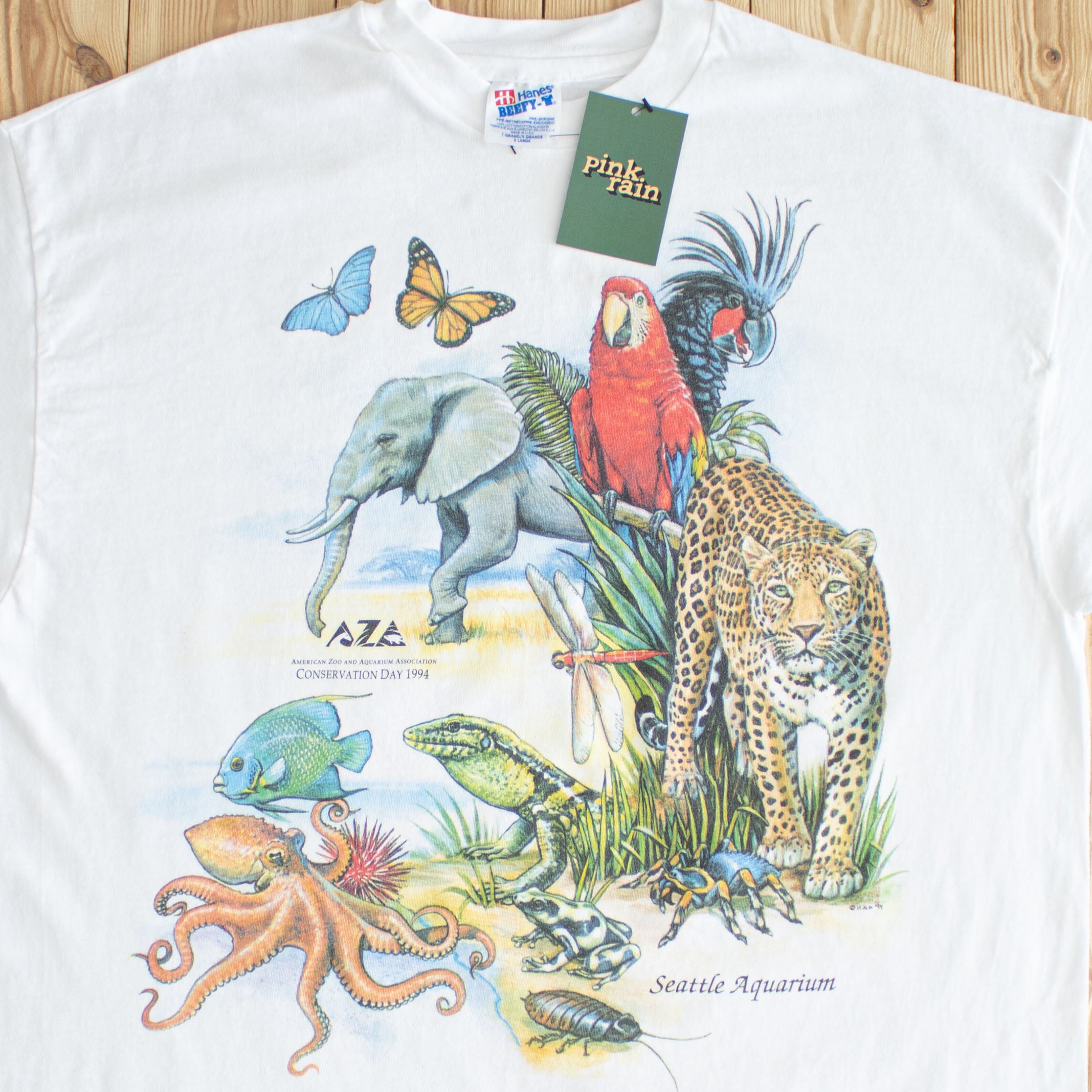 (L/XL) 1994 Seattle Aquarium Vintage T-Shirt White