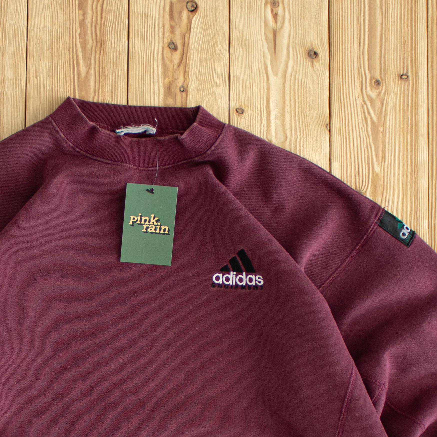 (M/L) Adidas Equipment Vintage Essential Embroidered Sweatshirt Burgundy