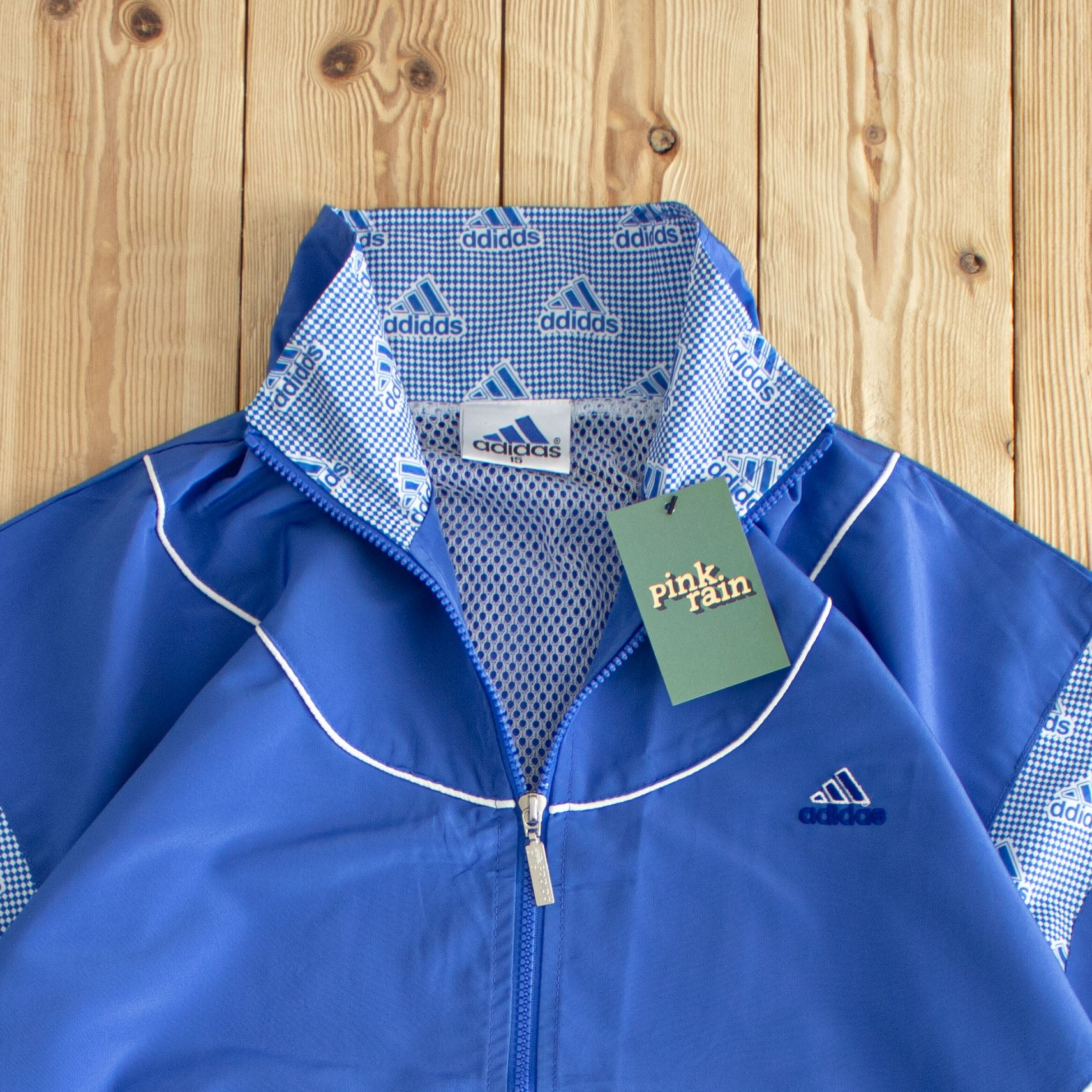 (L) Adidas Vintage Embroidered Jacket Blue