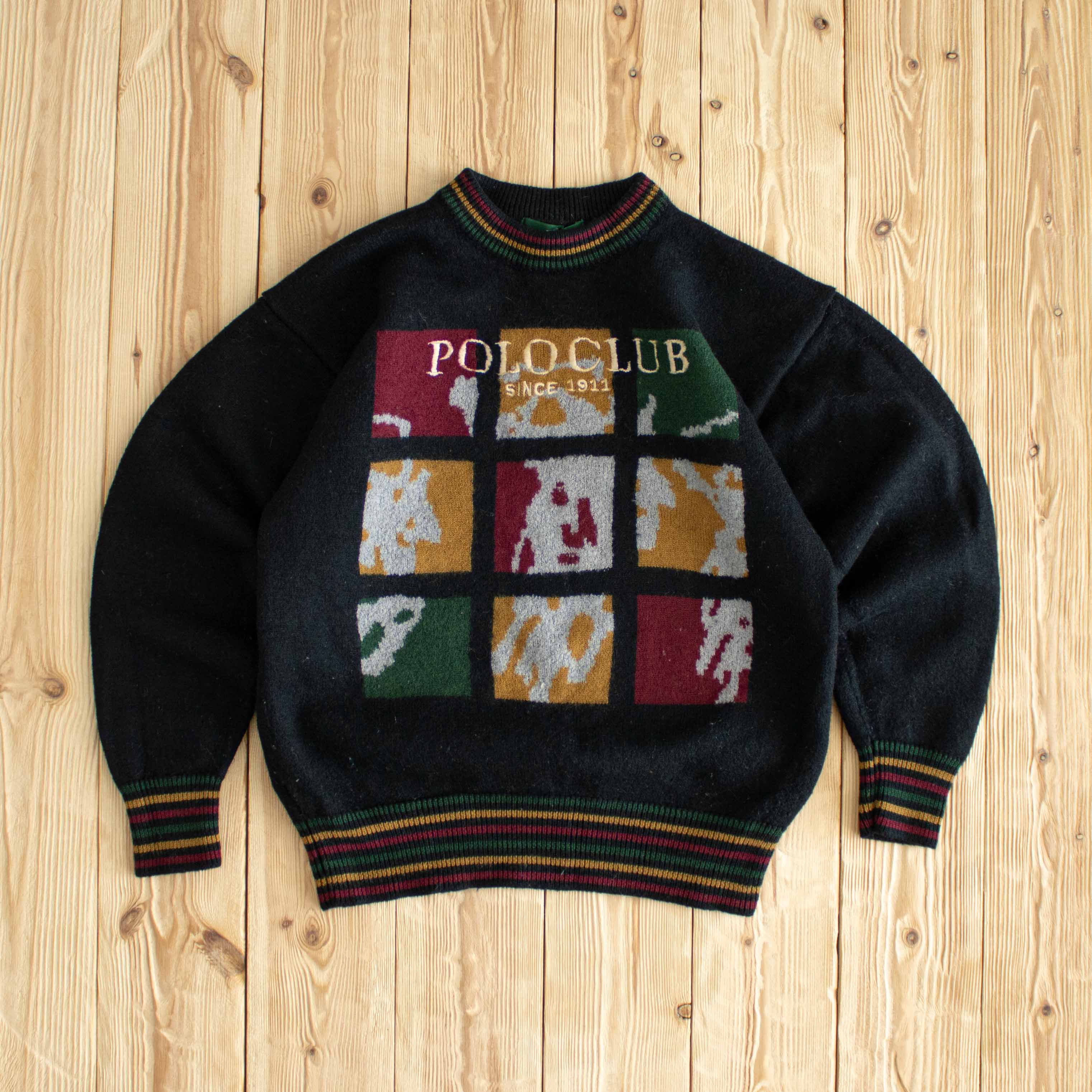 (XS/S) Polo Club Vintage Embroidered Sweater Black